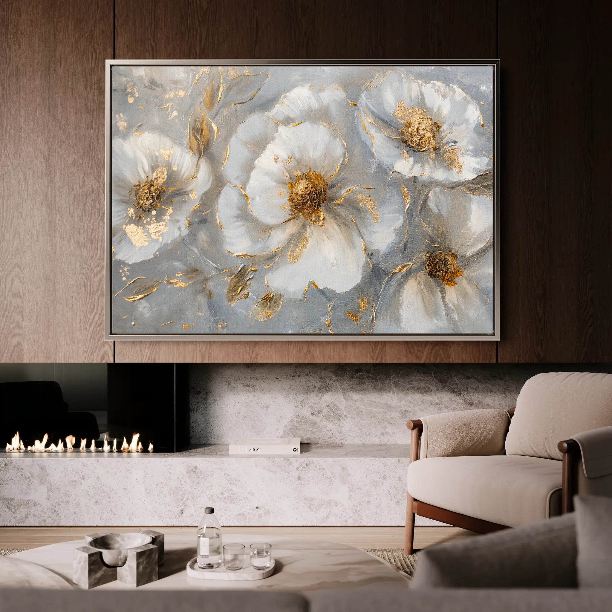 Floral 104 Canvas Art 60 x 40 cm / Black