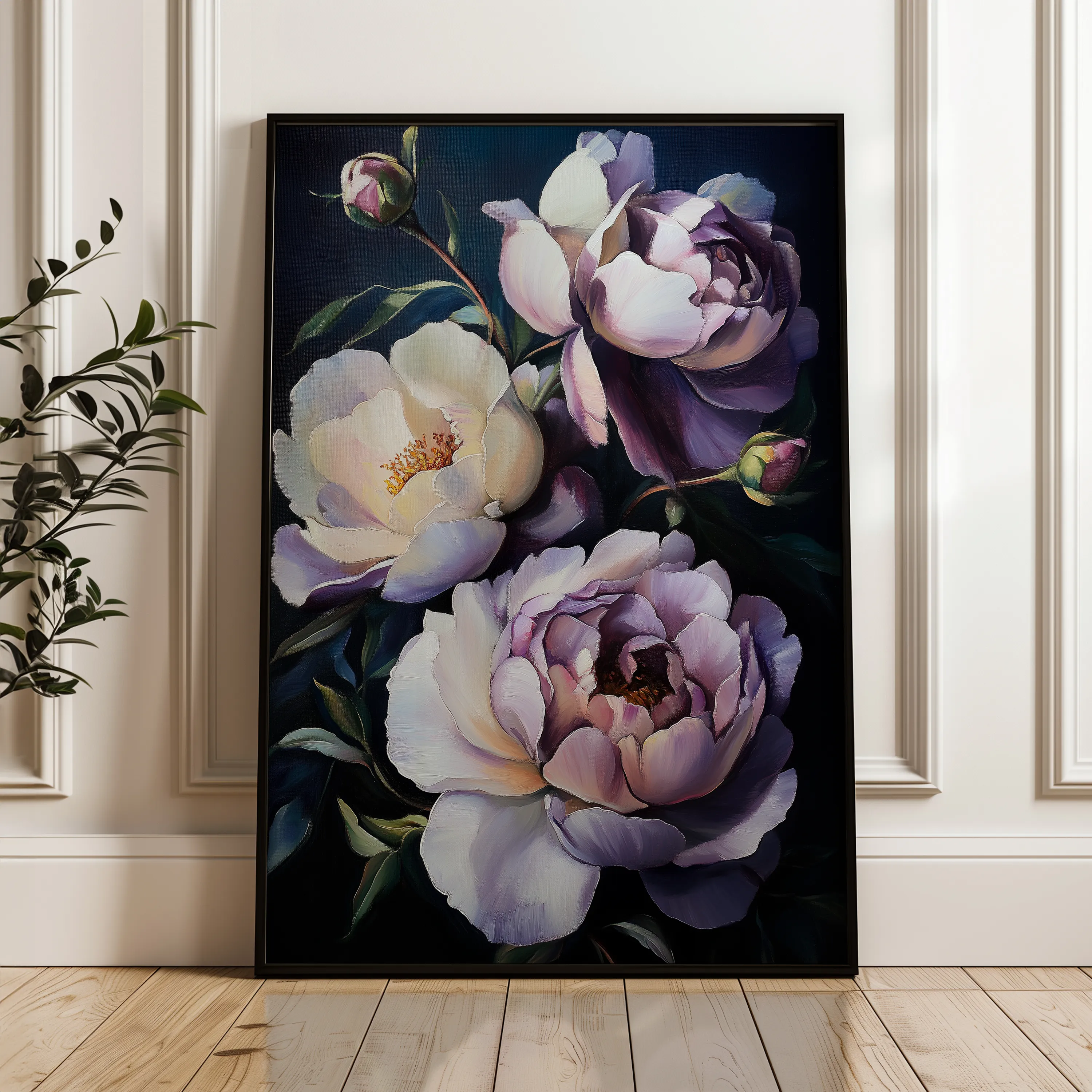 Floral 1041 Canvas Art 60 x 40 cm / Black