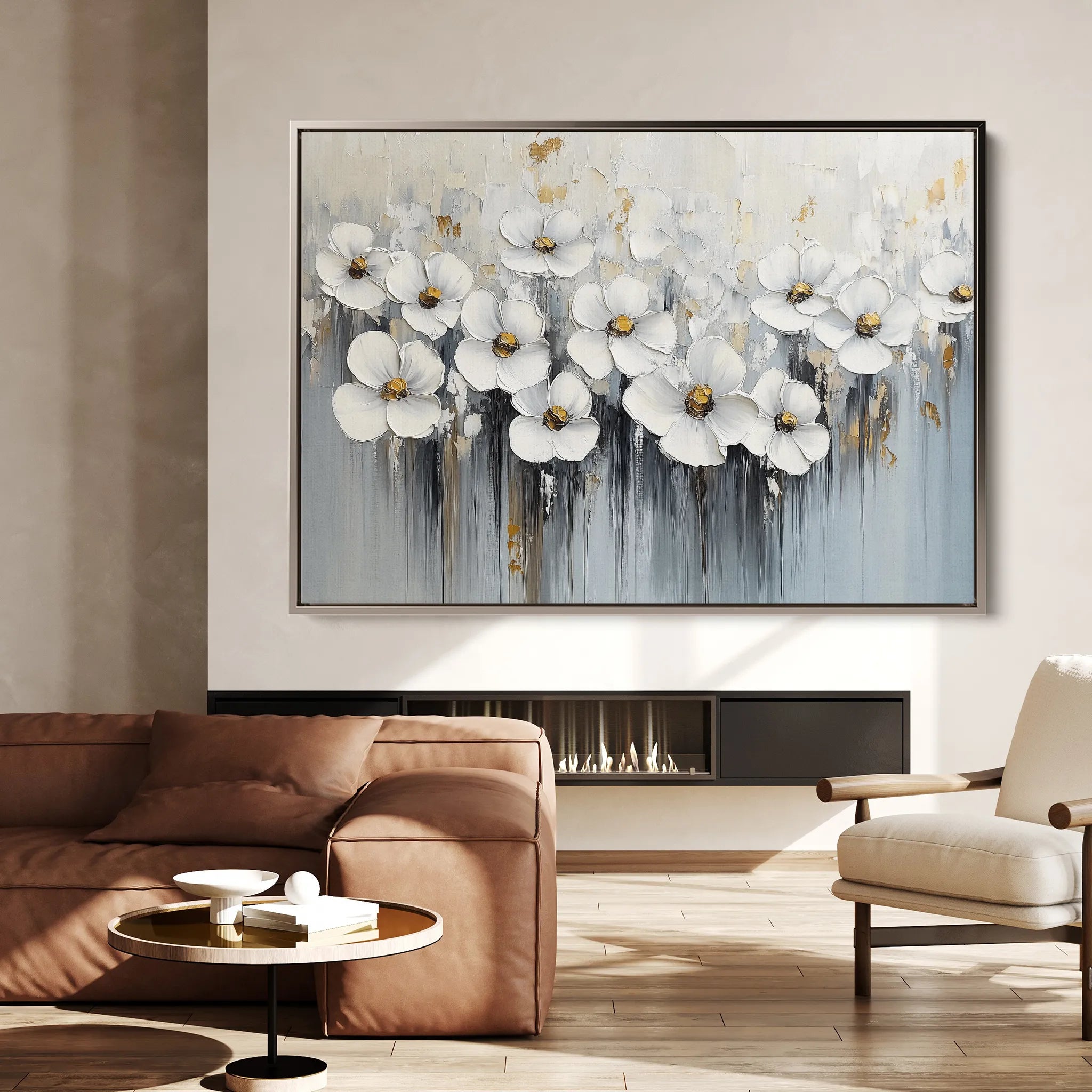 Floral 1045 Canvas Art 60 x 40 cm / Black