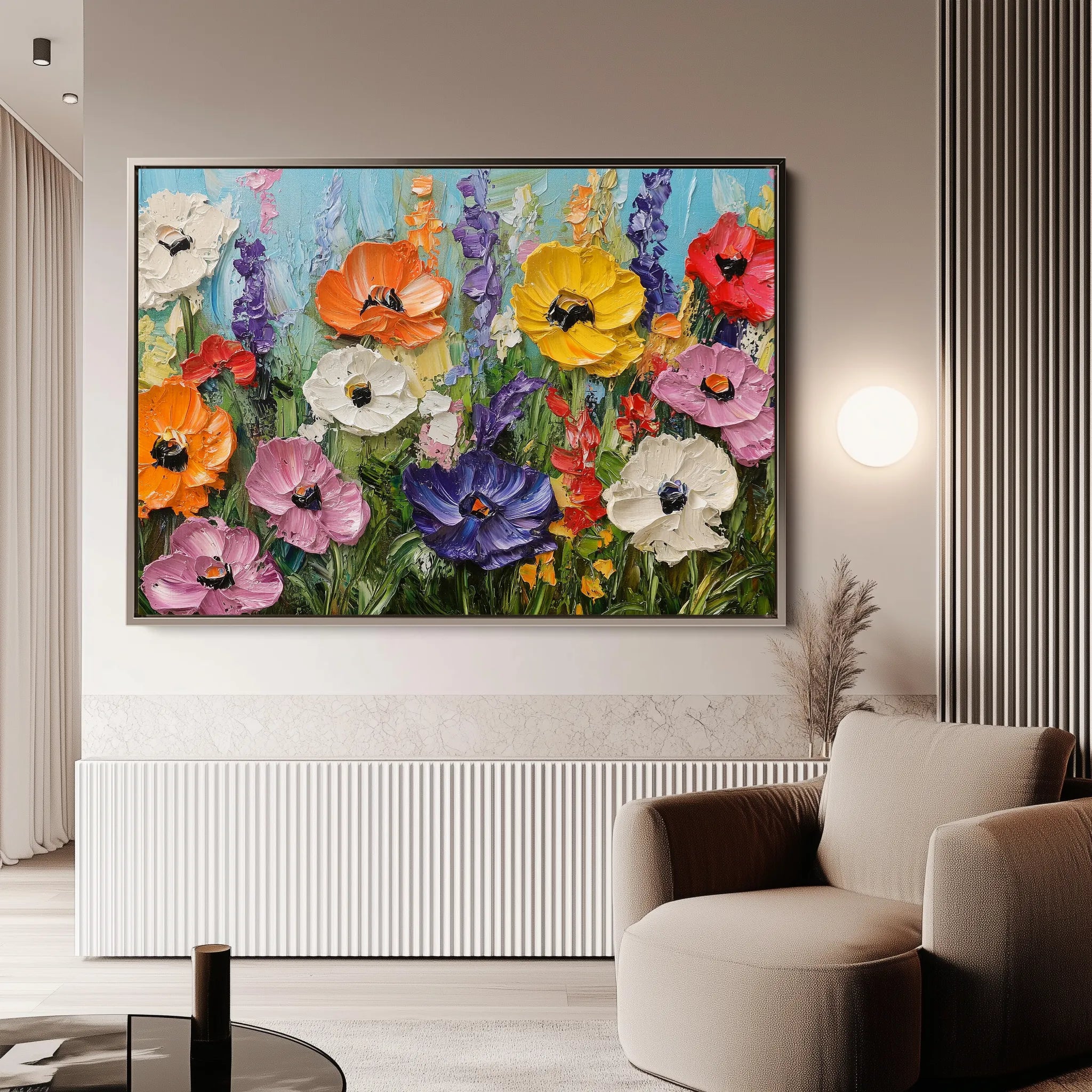 Floral 1046 Canvas Art 60 x 40 cm / Black
