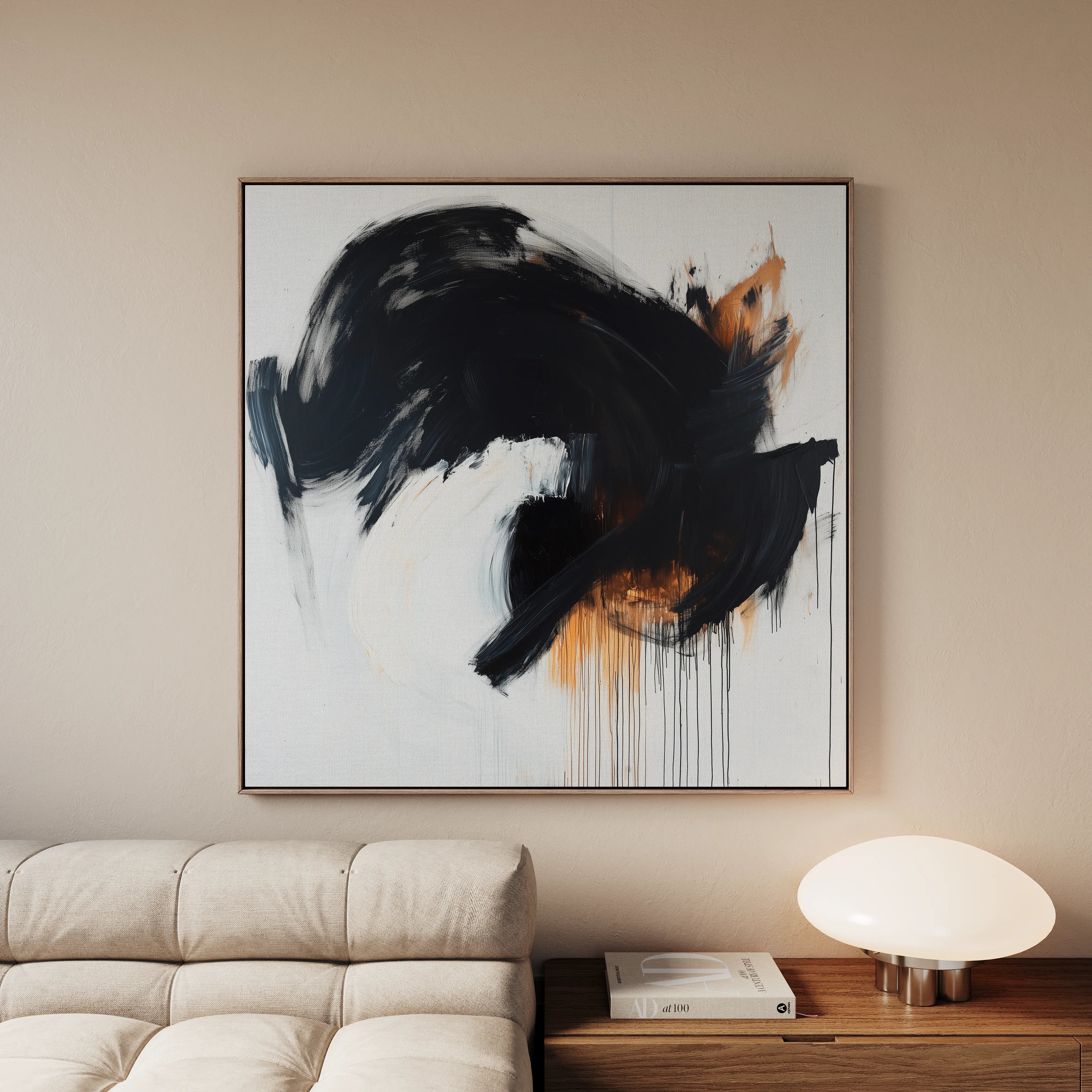 Abstract 1049 Canvas Art 60 x 60 cm / Black