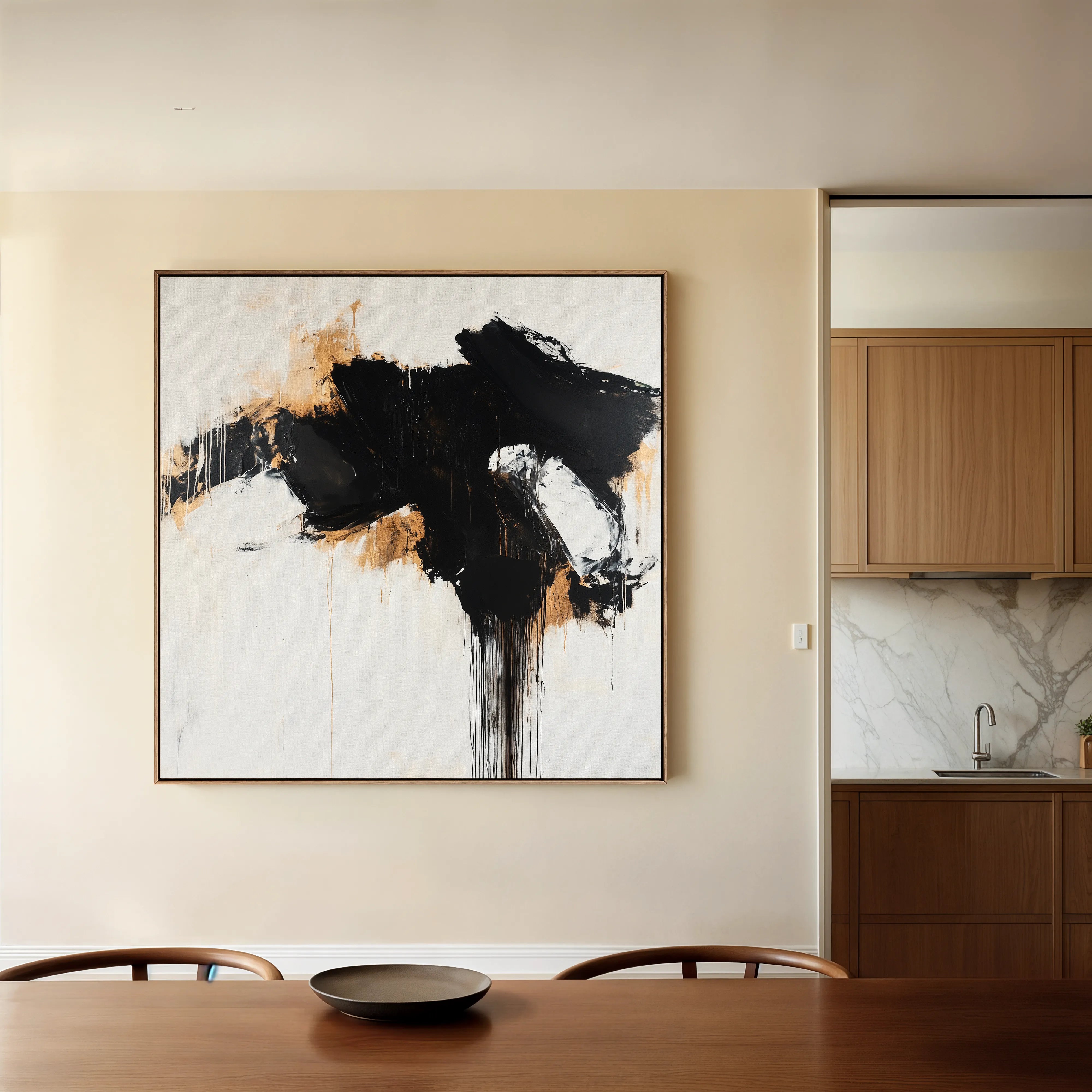 Abstract 1050 Canvas Art 60 x 60 cm / Black