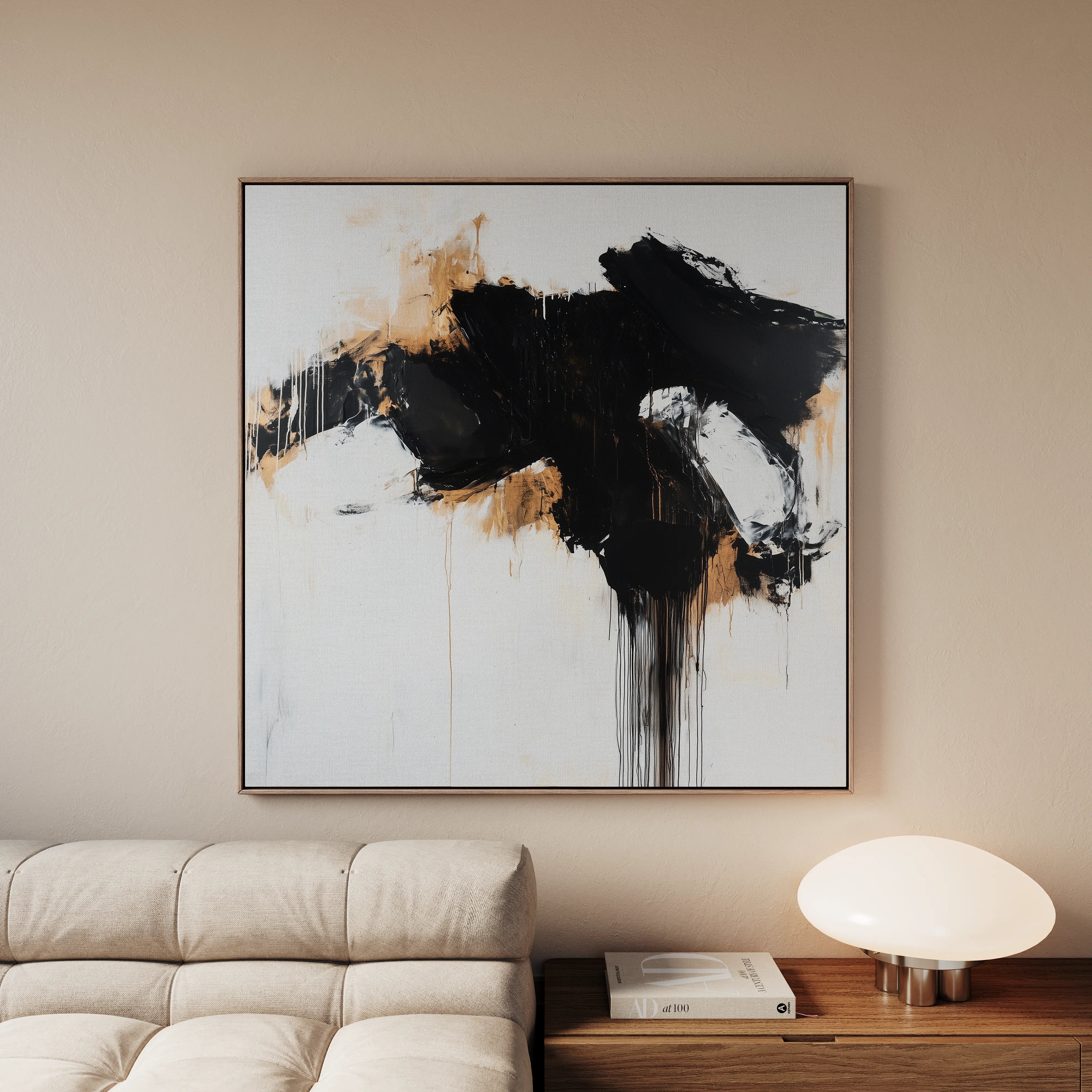 Abstract 1050 Canvas Art 60 x 60 cm / Black