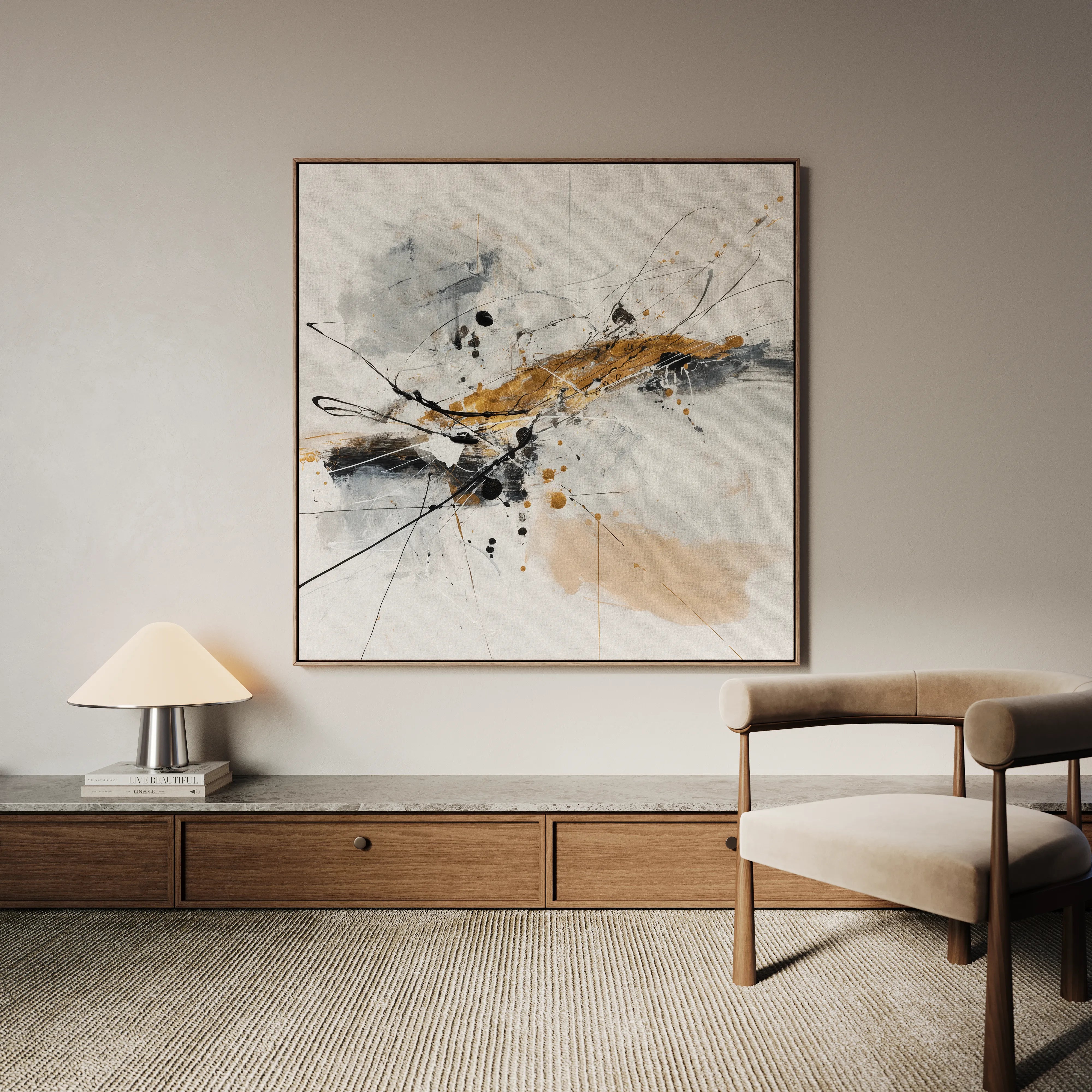 Abstract 1054 Canvas Art 60 x 60 cm / Black
