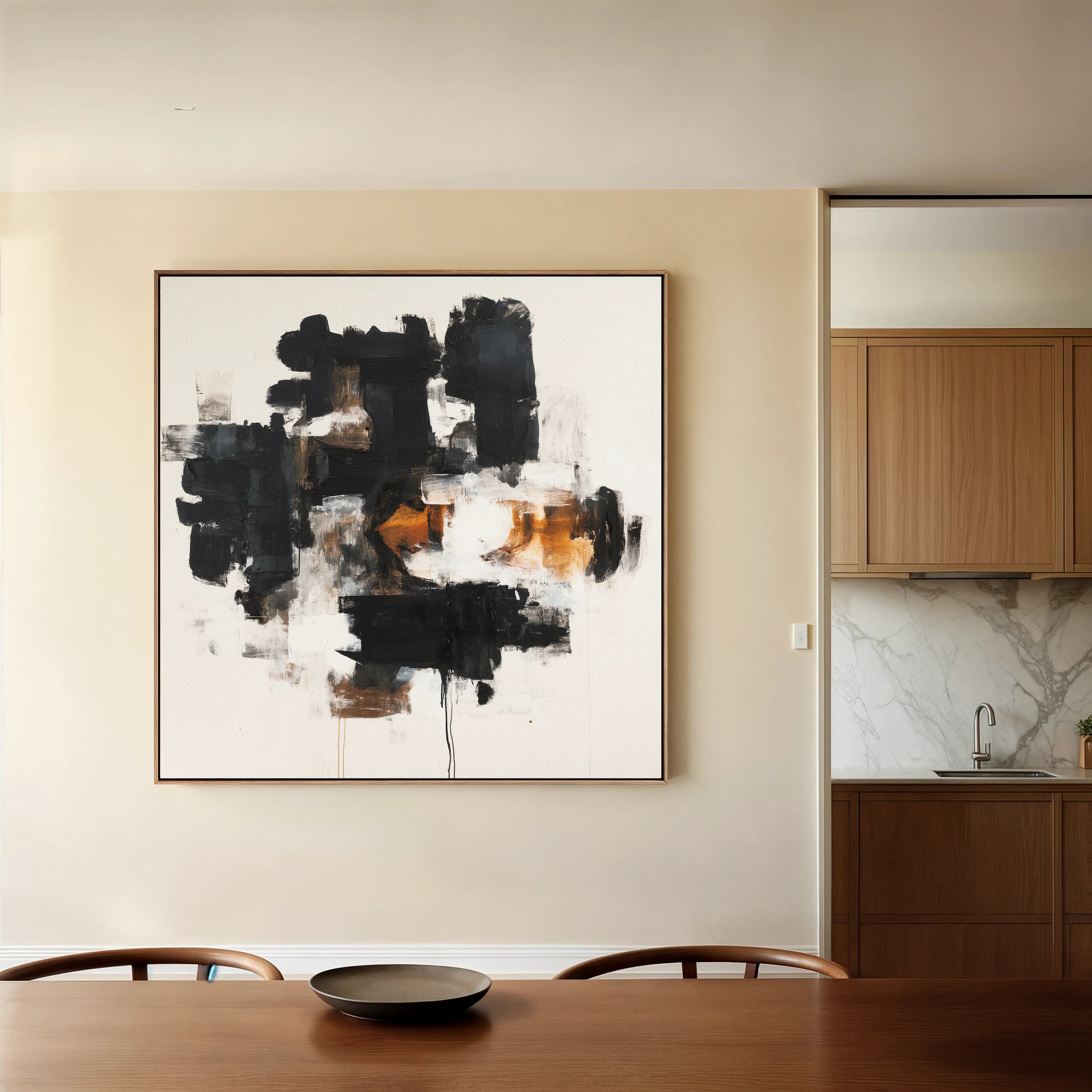 Abstract 1055 Canvas Art 60 x 60 cm / Black