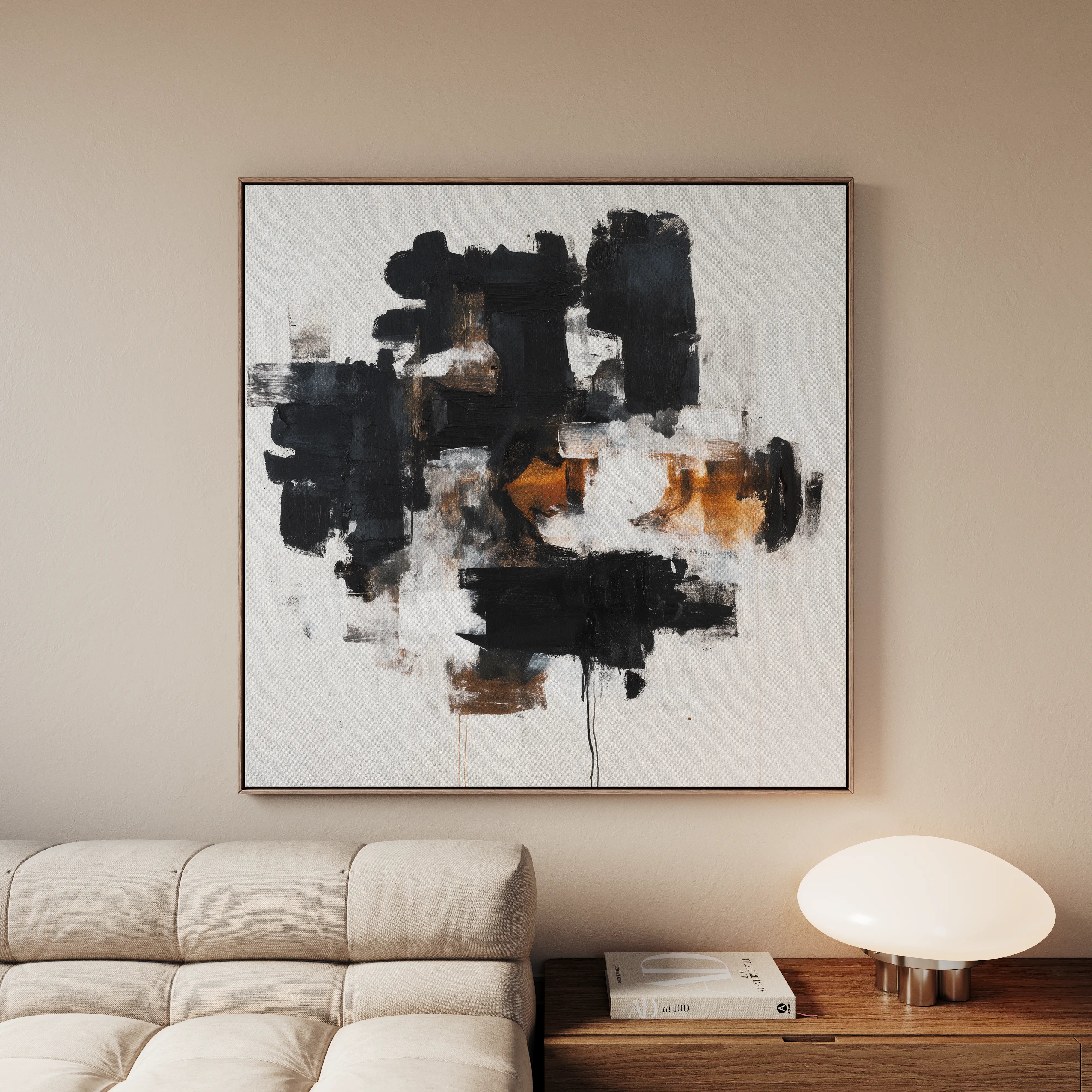 Abstract 1055 Canvas Art 60 x 60 cm / Black