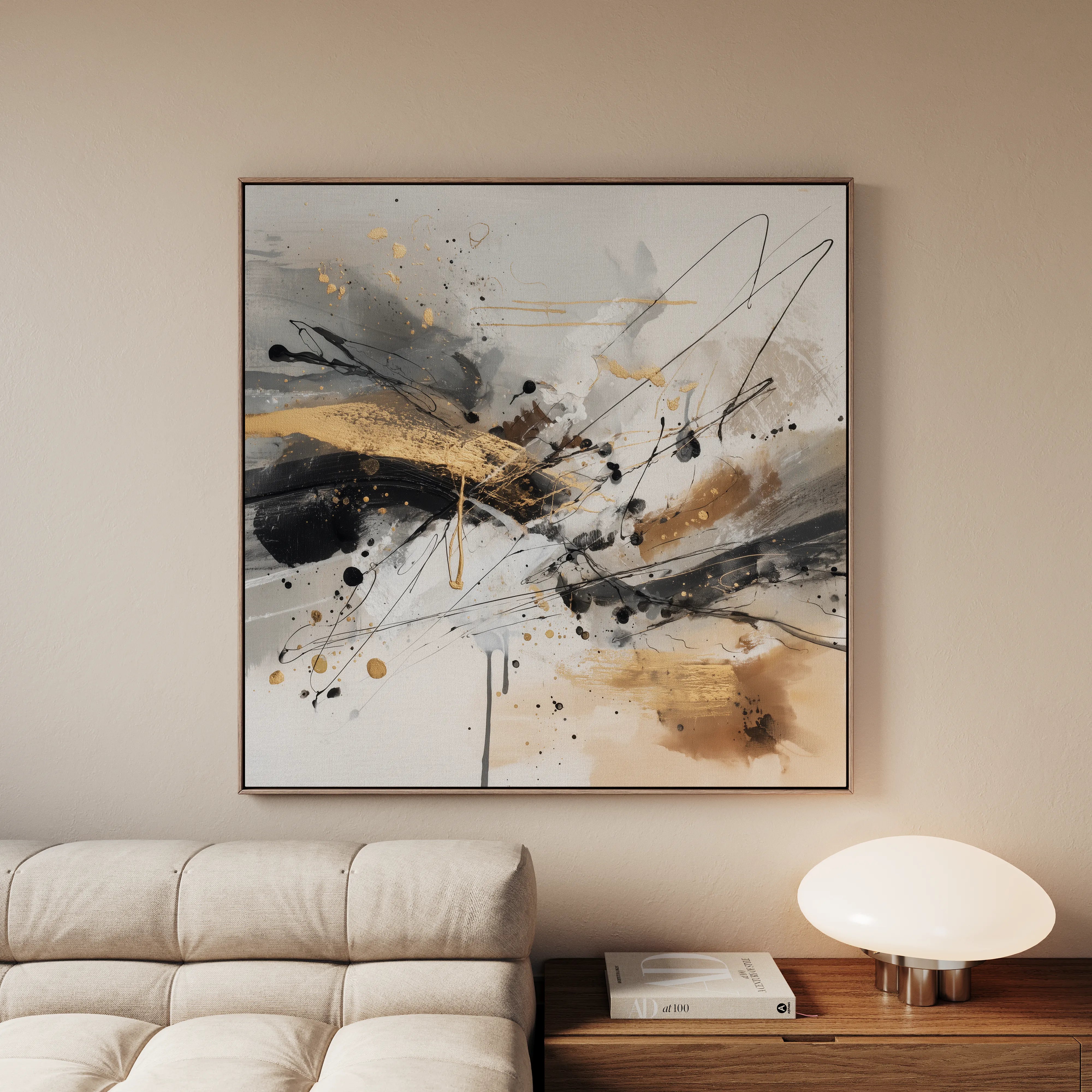 Abstract 1058 Canvas Art 60 x 60 cm / Black