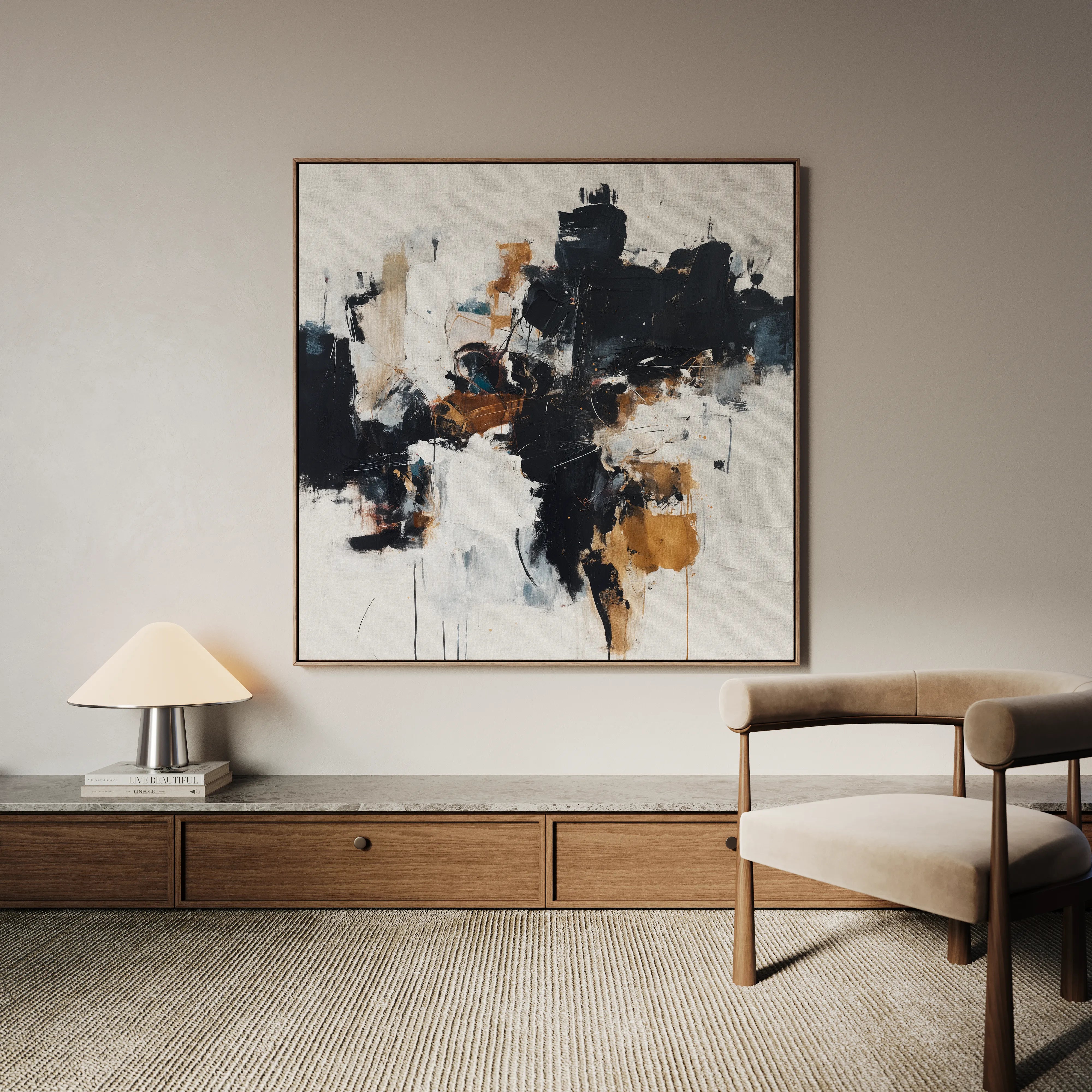 Abstract 1059 Canvas Art 60 x 60 cm / Black