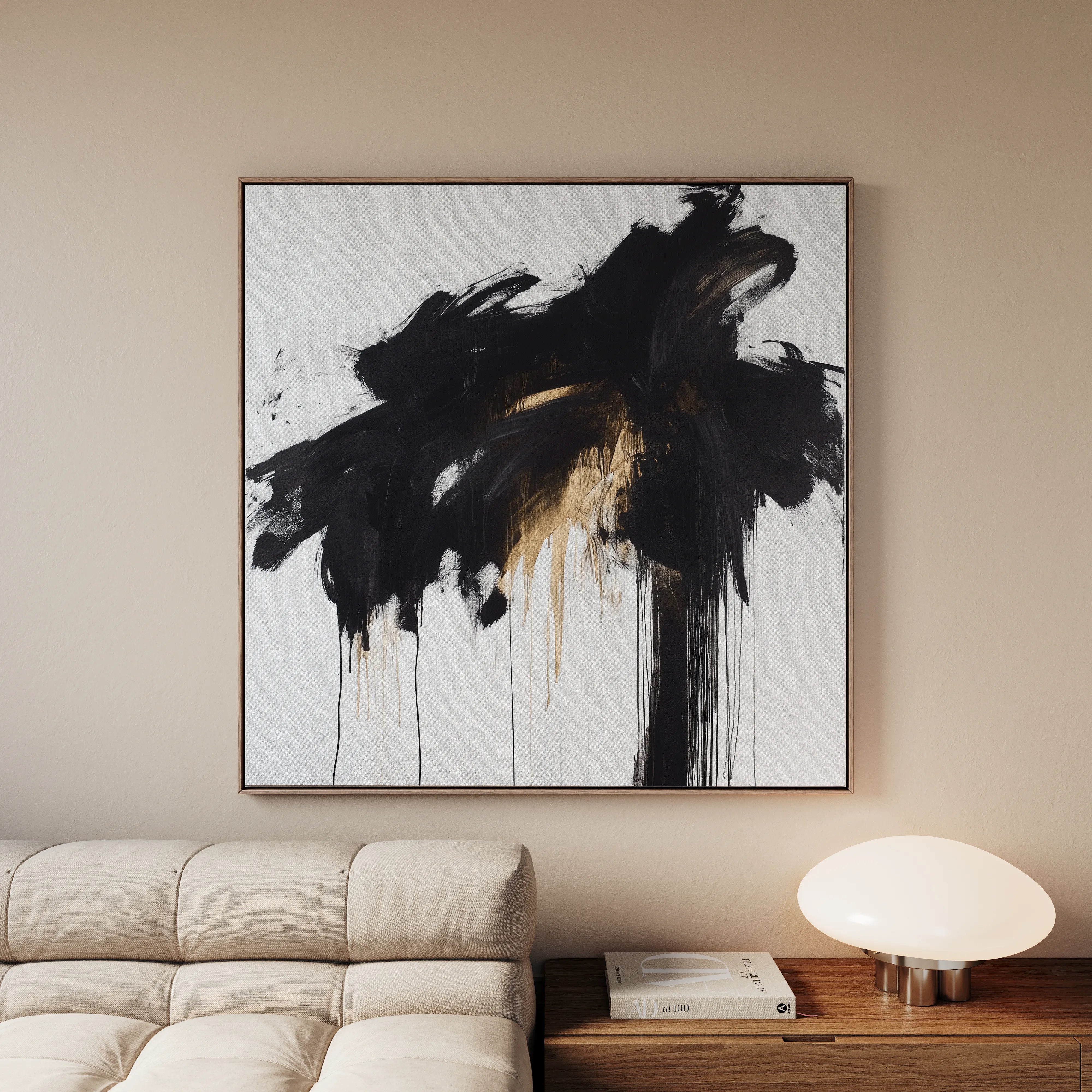Abstract 1060 Canvas Art 60 x 60 cm / Black