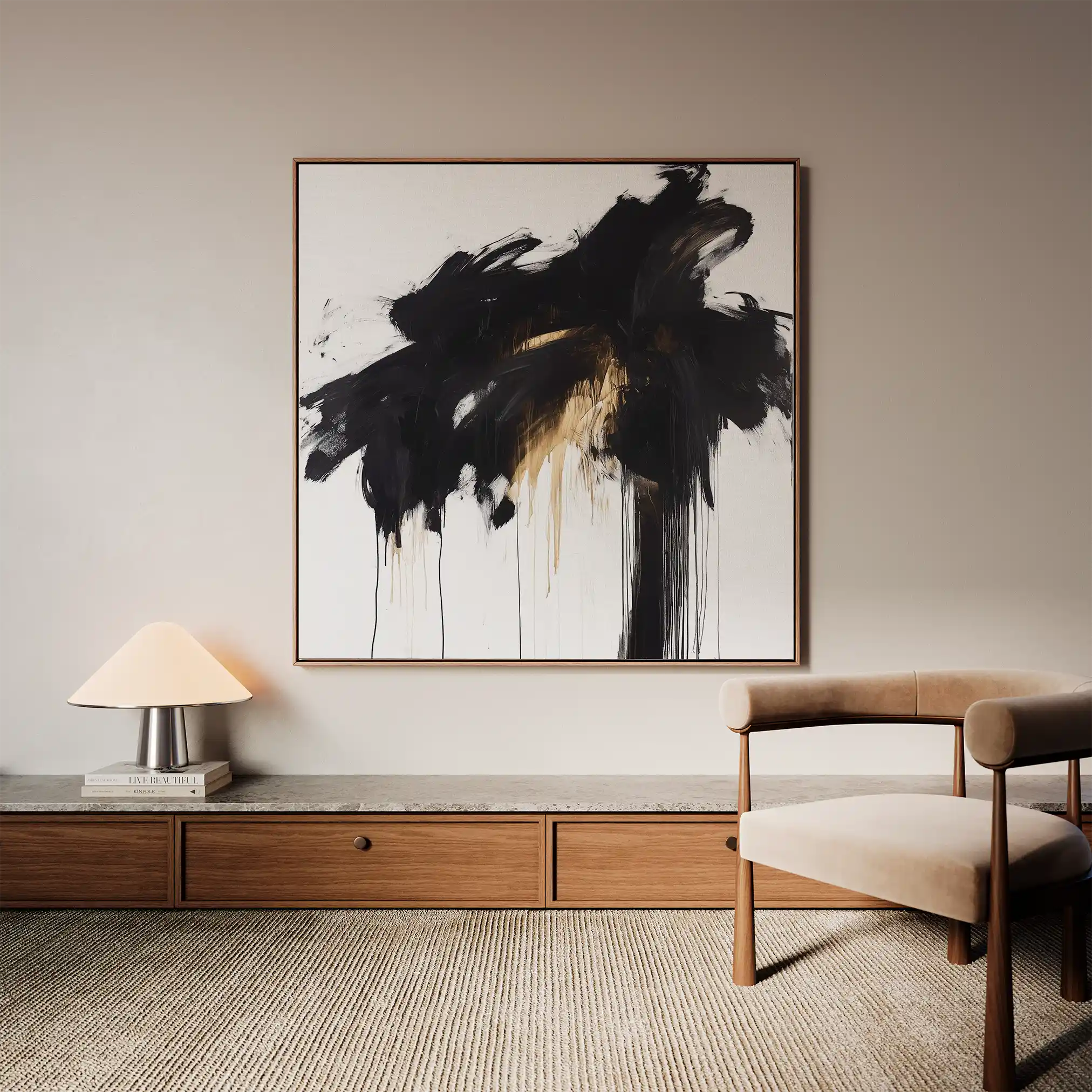 Abstract 1060 Canvas Art 60 x 60 cm / Black