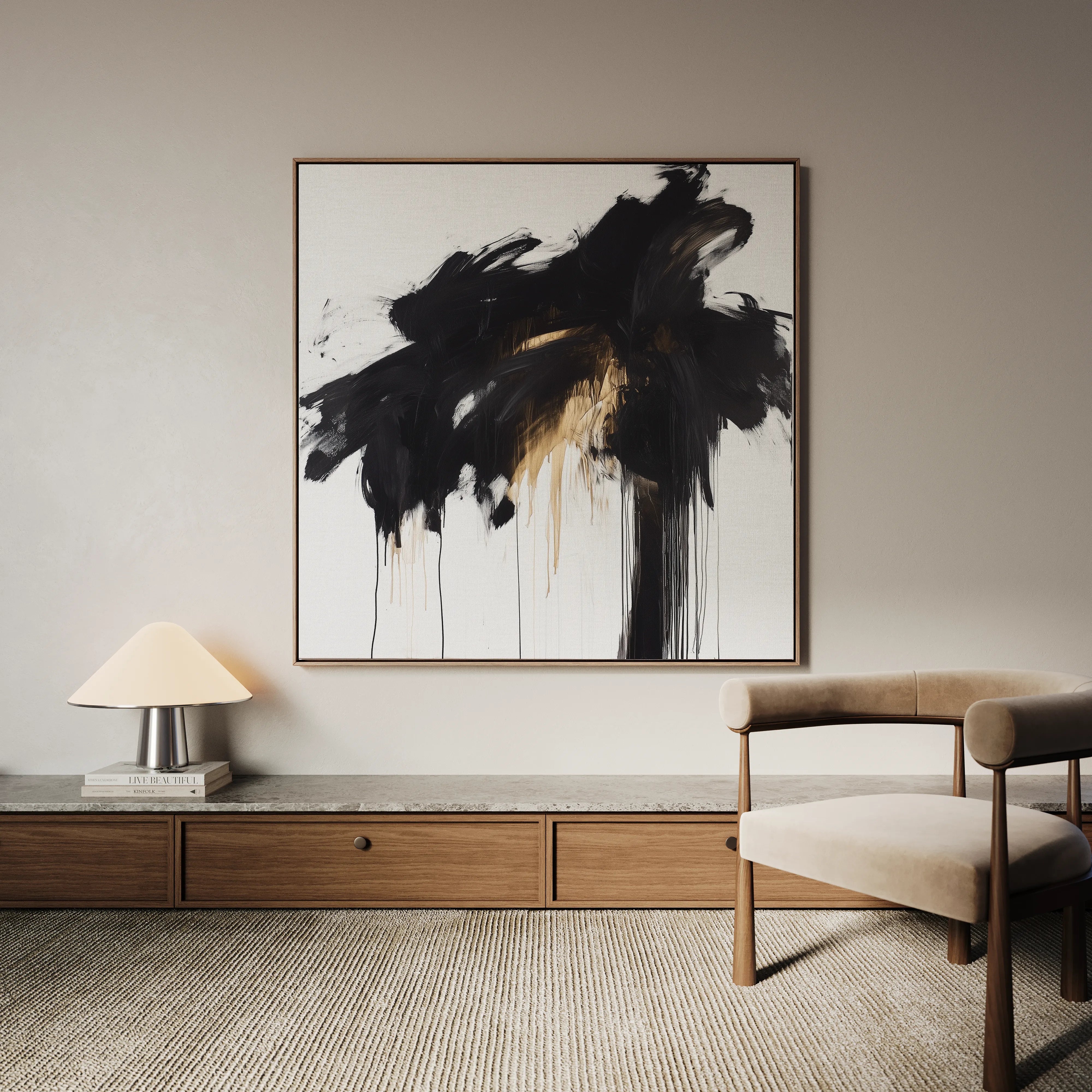 Abstract 1060 Canvas Art 60 x 60 cm / Black
