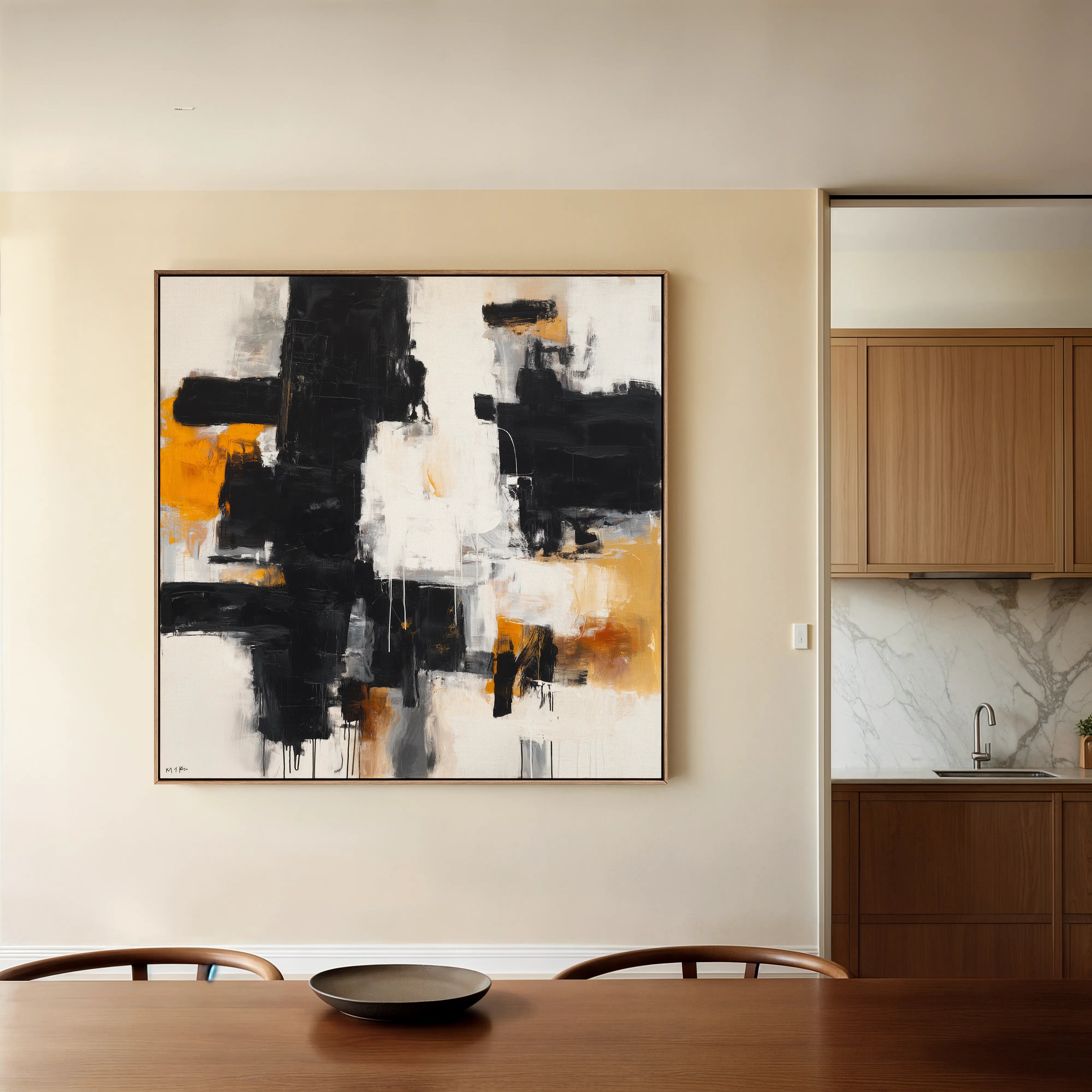 Abstract 1067 Canvas Art 60 x 60 cm / Black