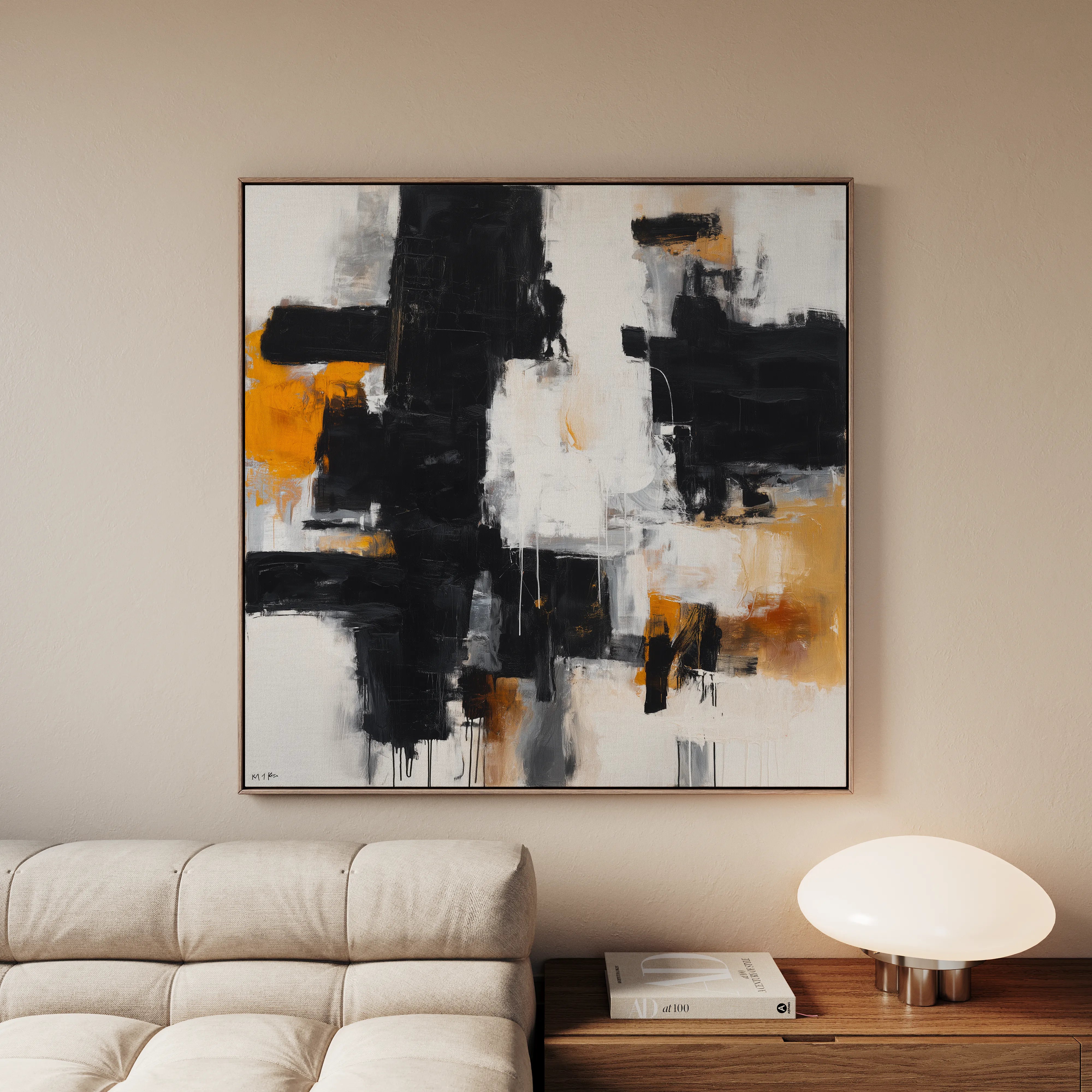 Abstract 1067 Canvas Art 60 x 60 cm / Black