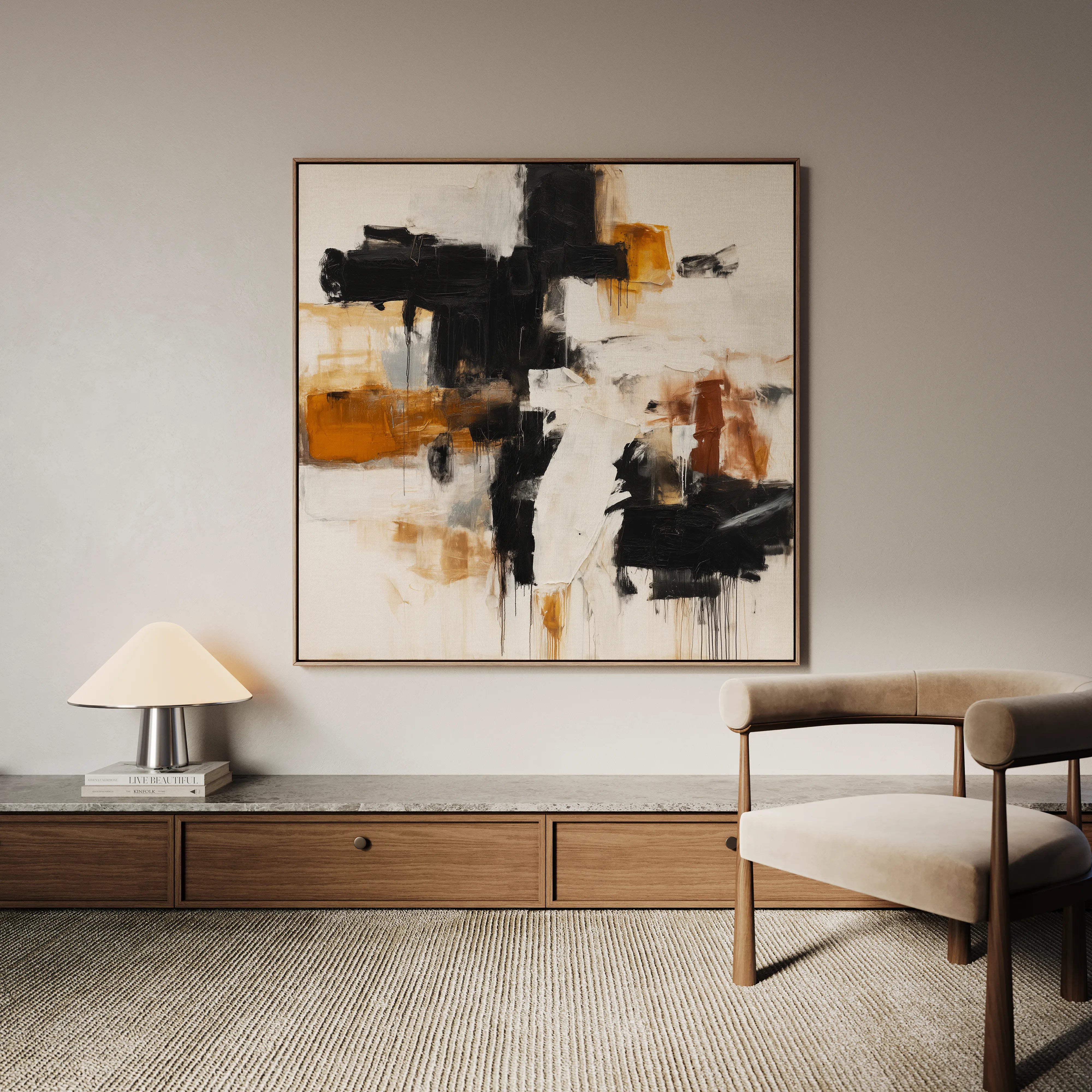 Abstract 1068 Canvas Art 60 x 60 cm / Black