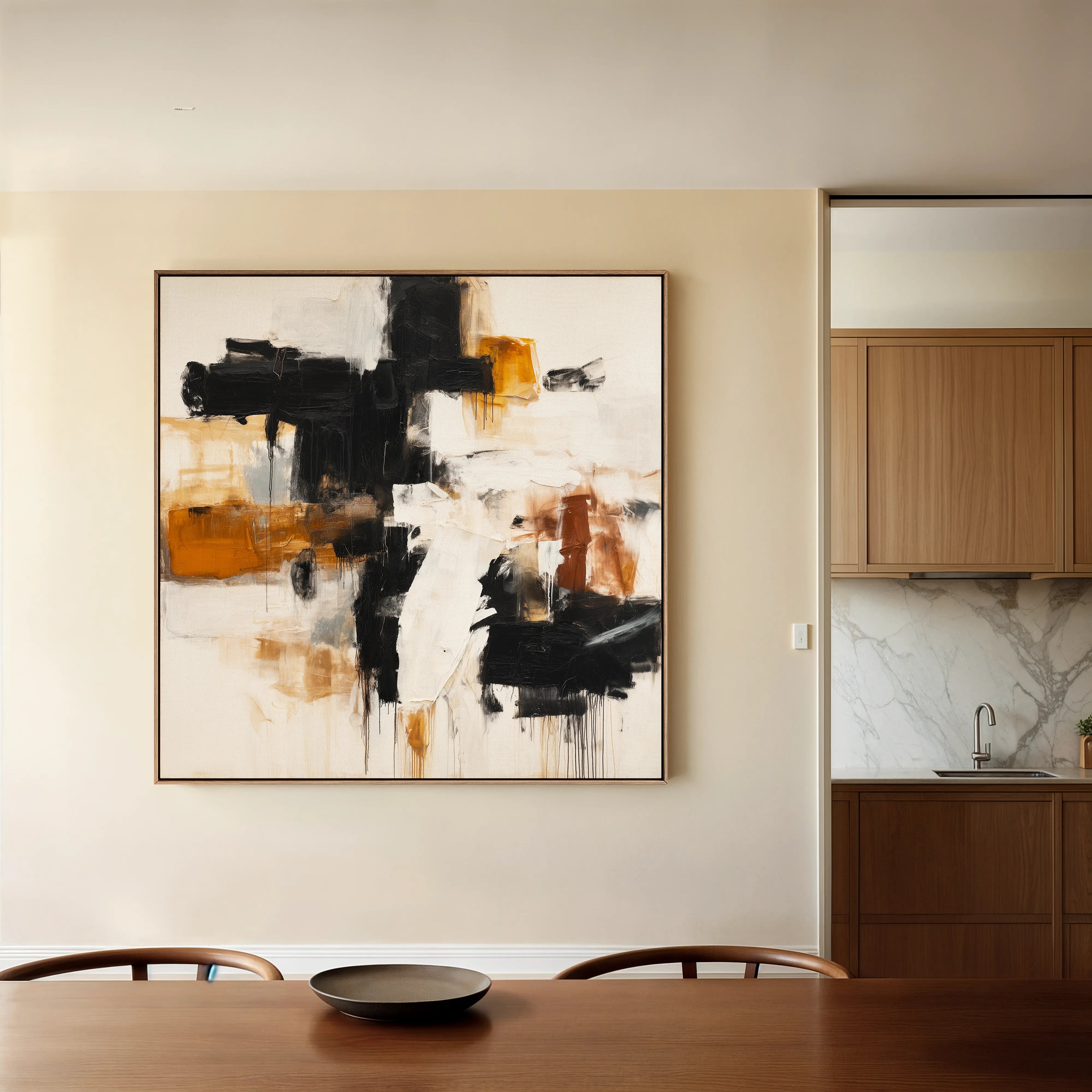 Abstract 1068 Canvas Art 60 x 60 cm / Black