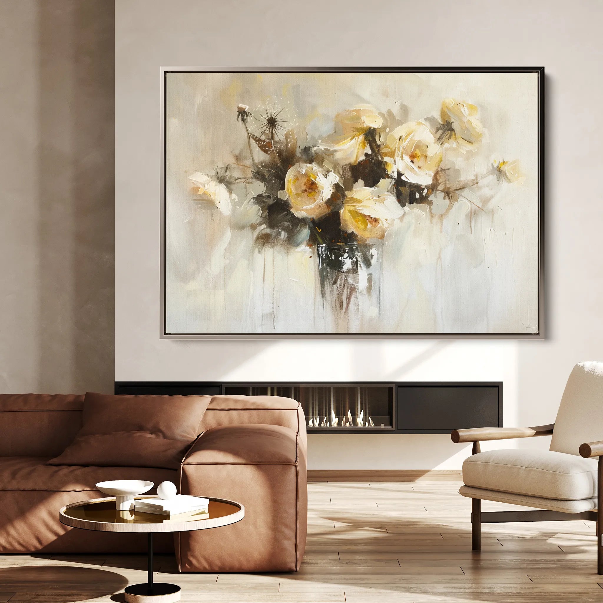 Floral 107 Canvas Art 60 x 40 cm / Black