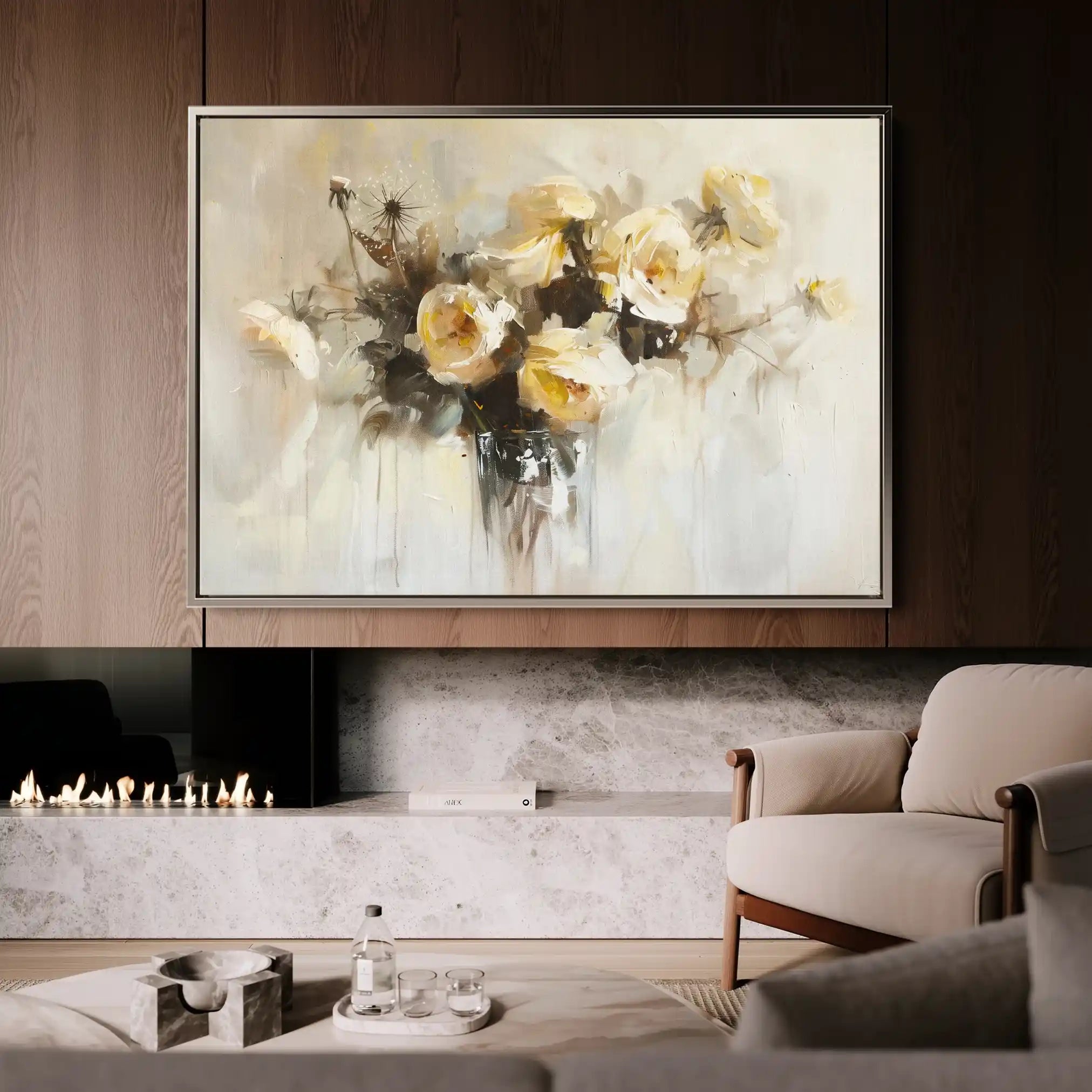 Floral 107 Canvas Art 60 x 40 cm / Black