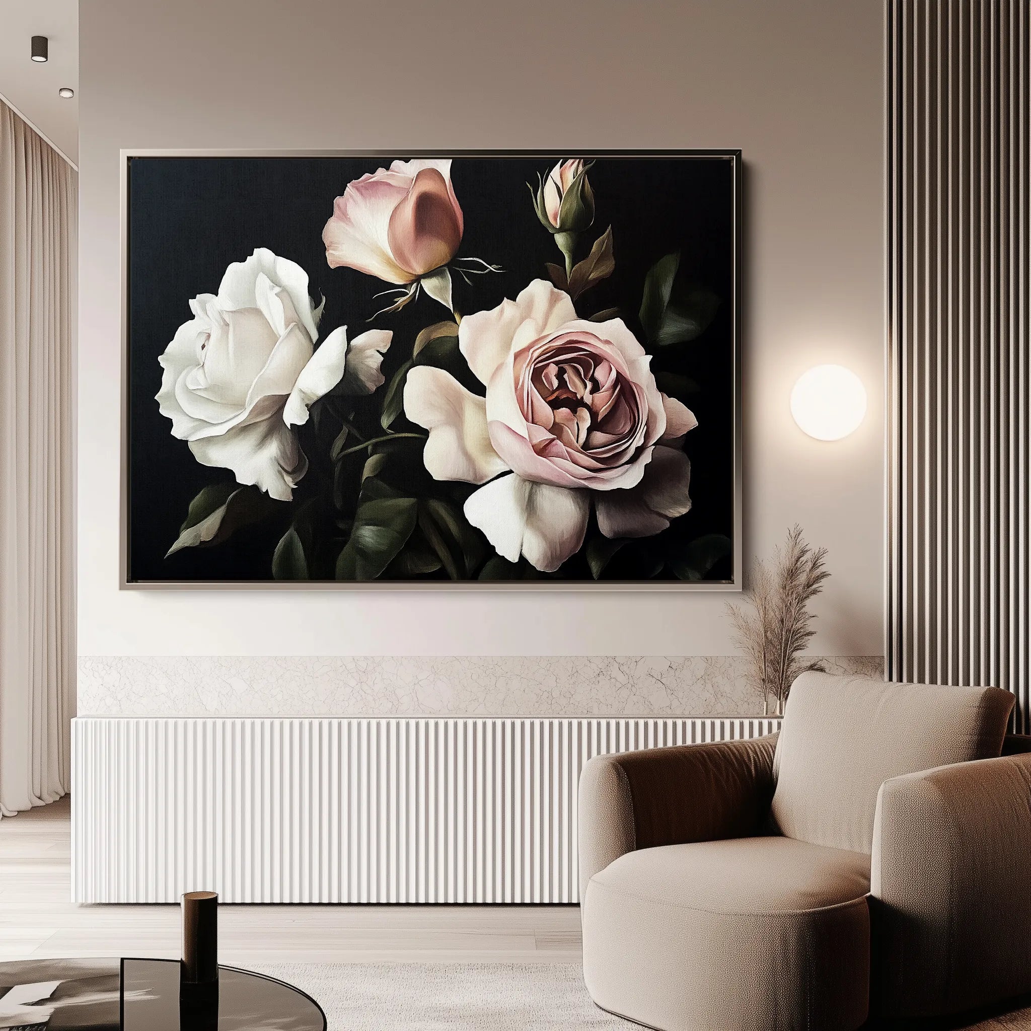 Floral 1070 Canvas Art 60 x 40 cm / Black