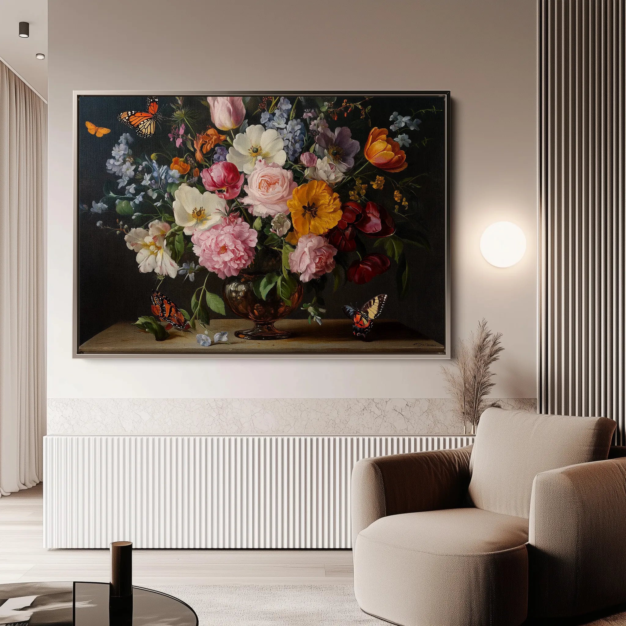 Floral 1073 Canvas Art 60 x 40 cm / Black