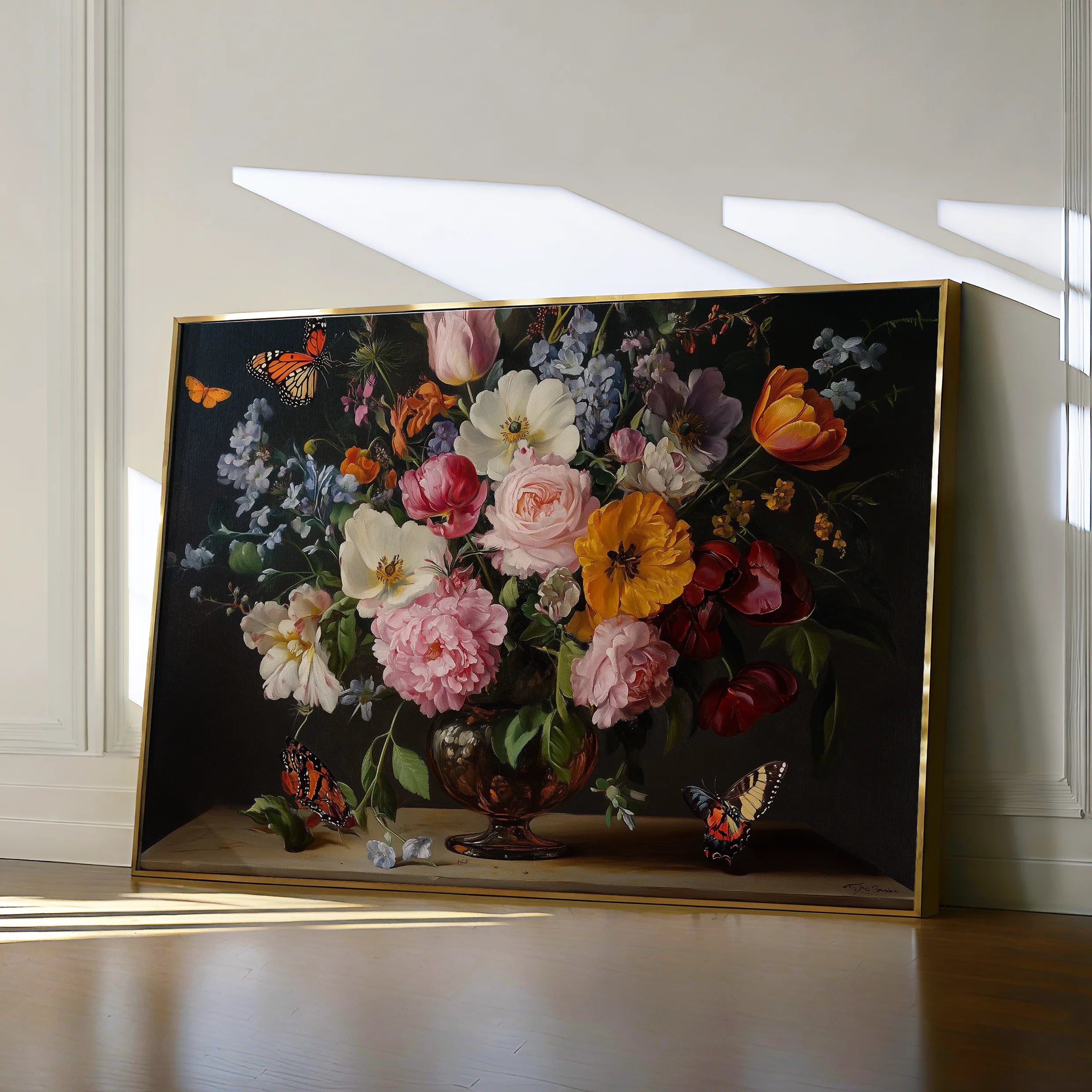 Floral 1073 Canvas Art 60 x 40 cm / Black