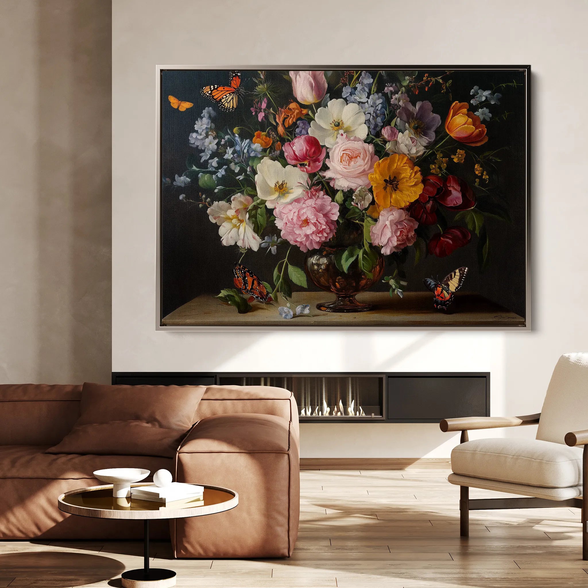 Floral 1073 Canvas Art 60 x 40 cm / Black