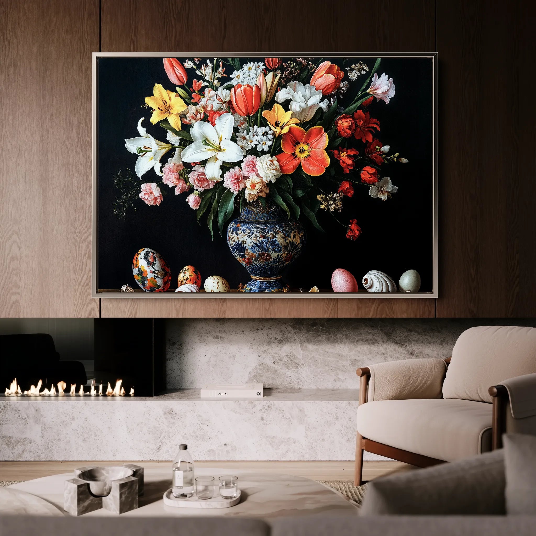 Floral 1074 Canvas Art 60 x 40 cm / Black
