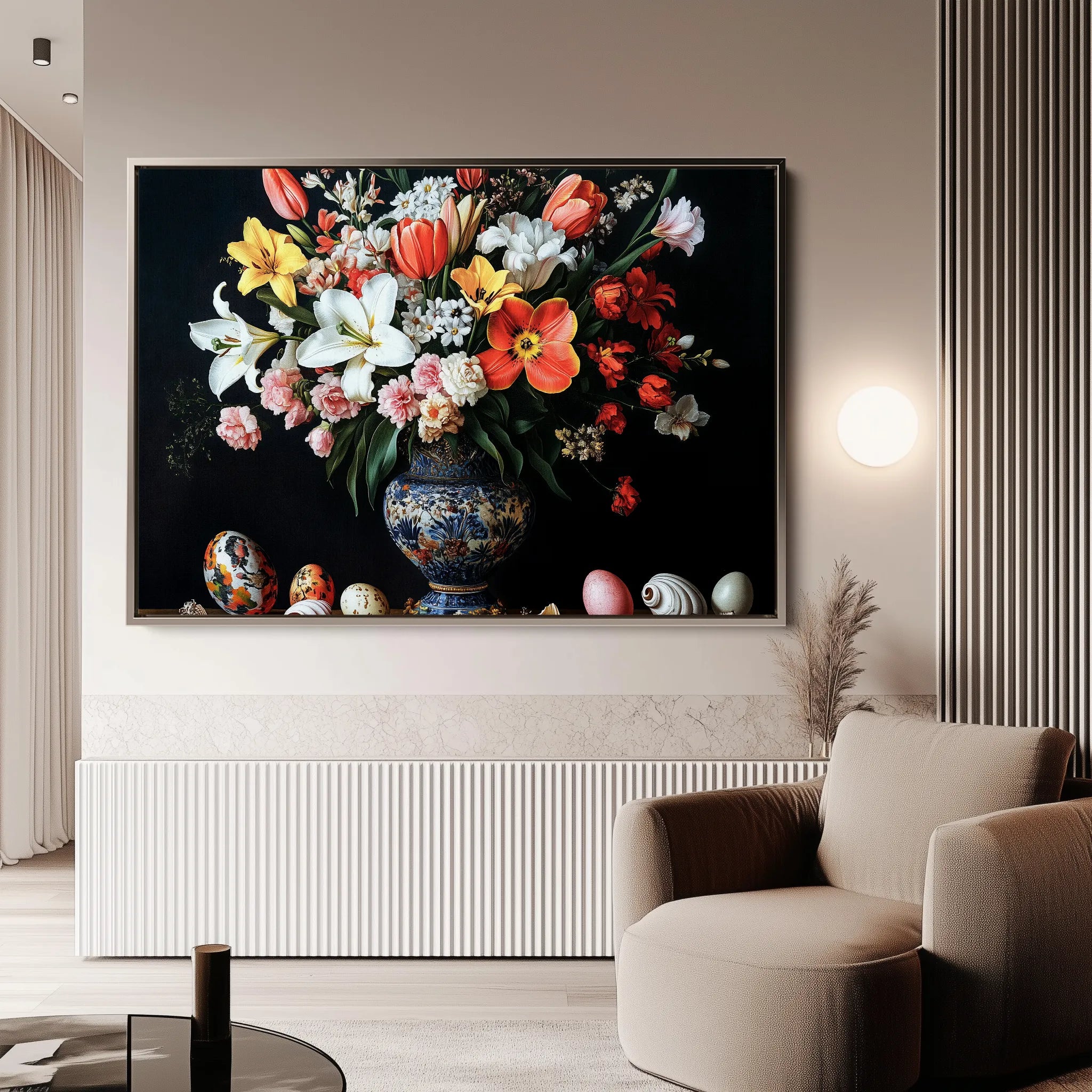 Floral 1074 Canvas Art 60 x 40 cm / Black