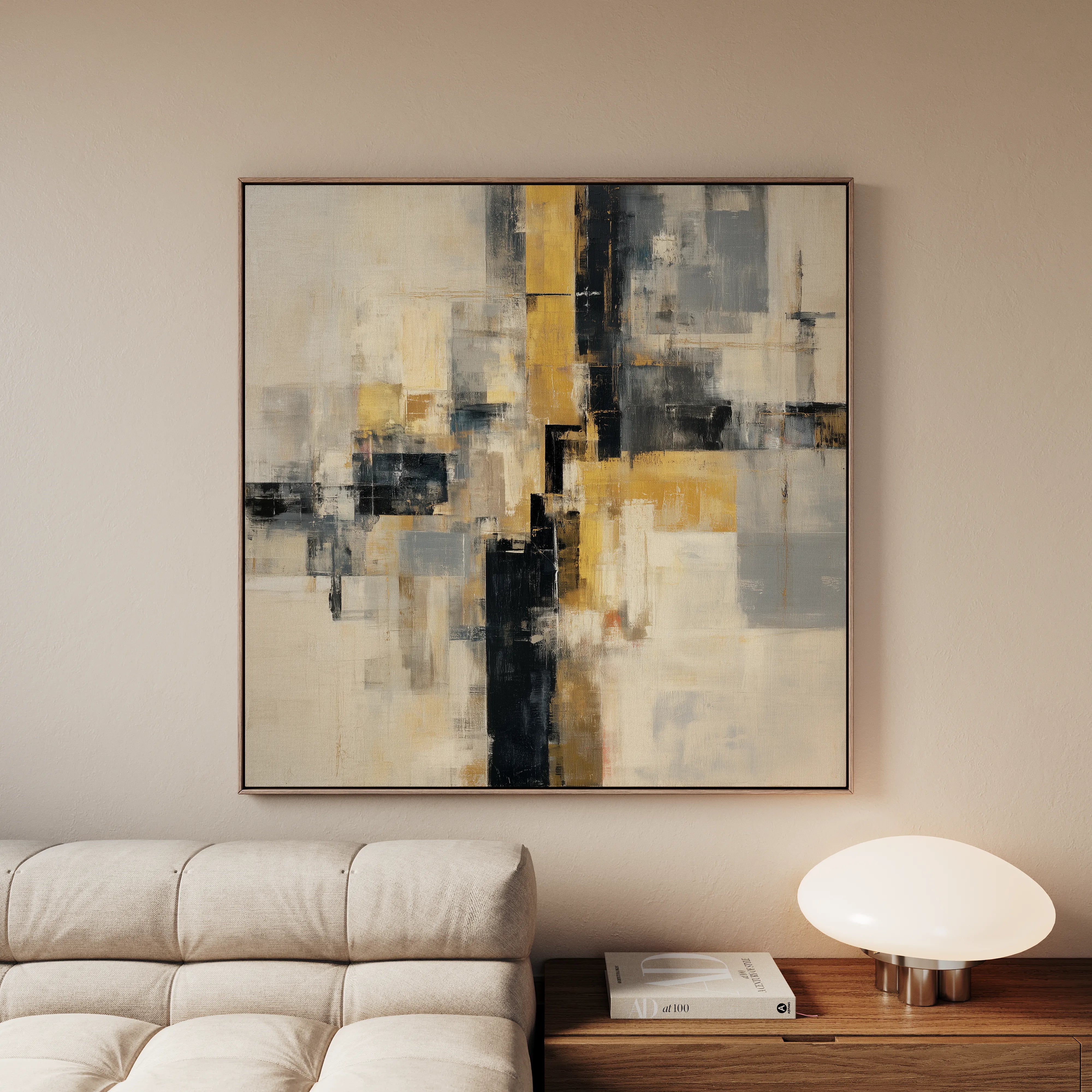 Abstract 1075 Canvas Art 60 x 60 cm / Black