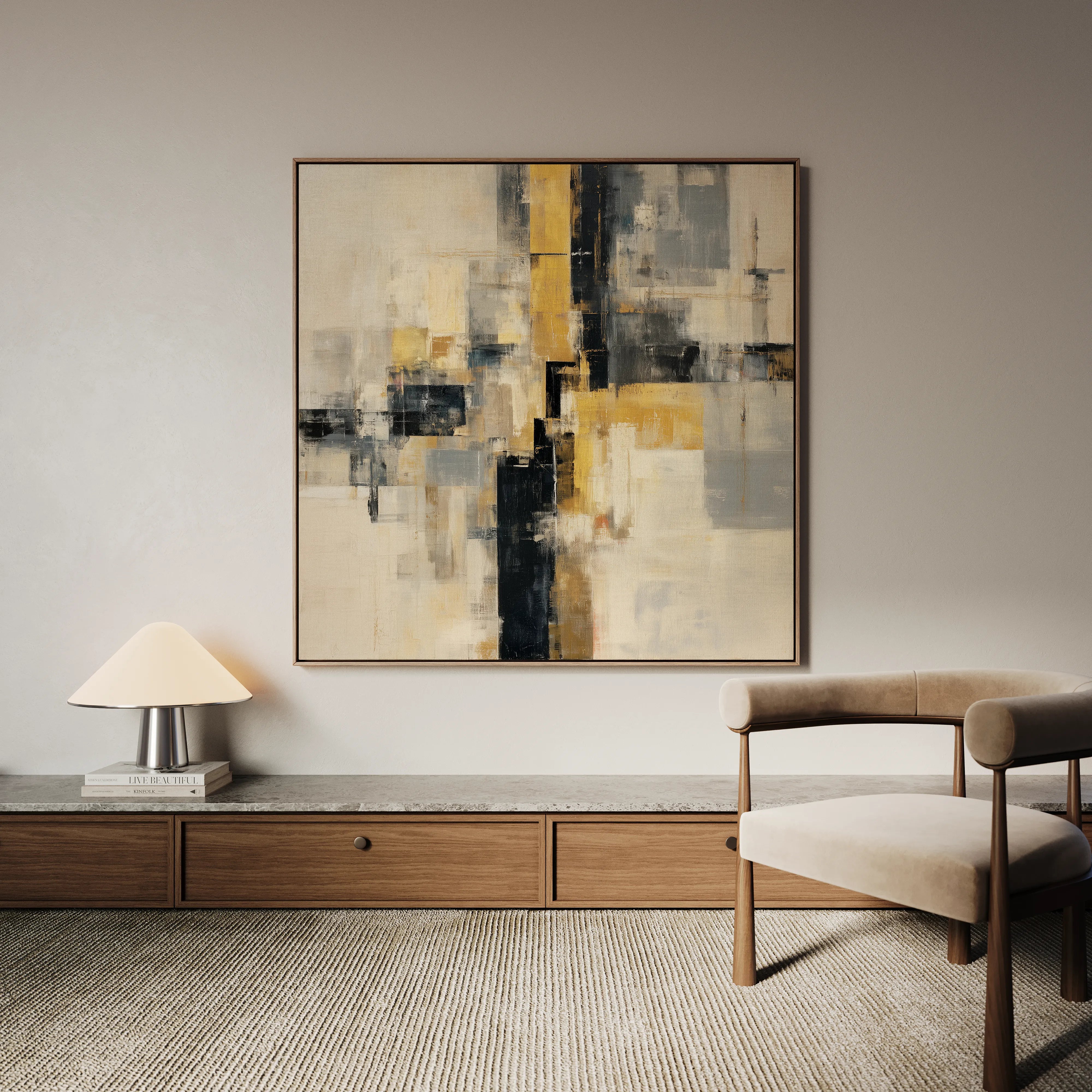 Abstract 1075 Canvas Art 60 x 60 cm / Black