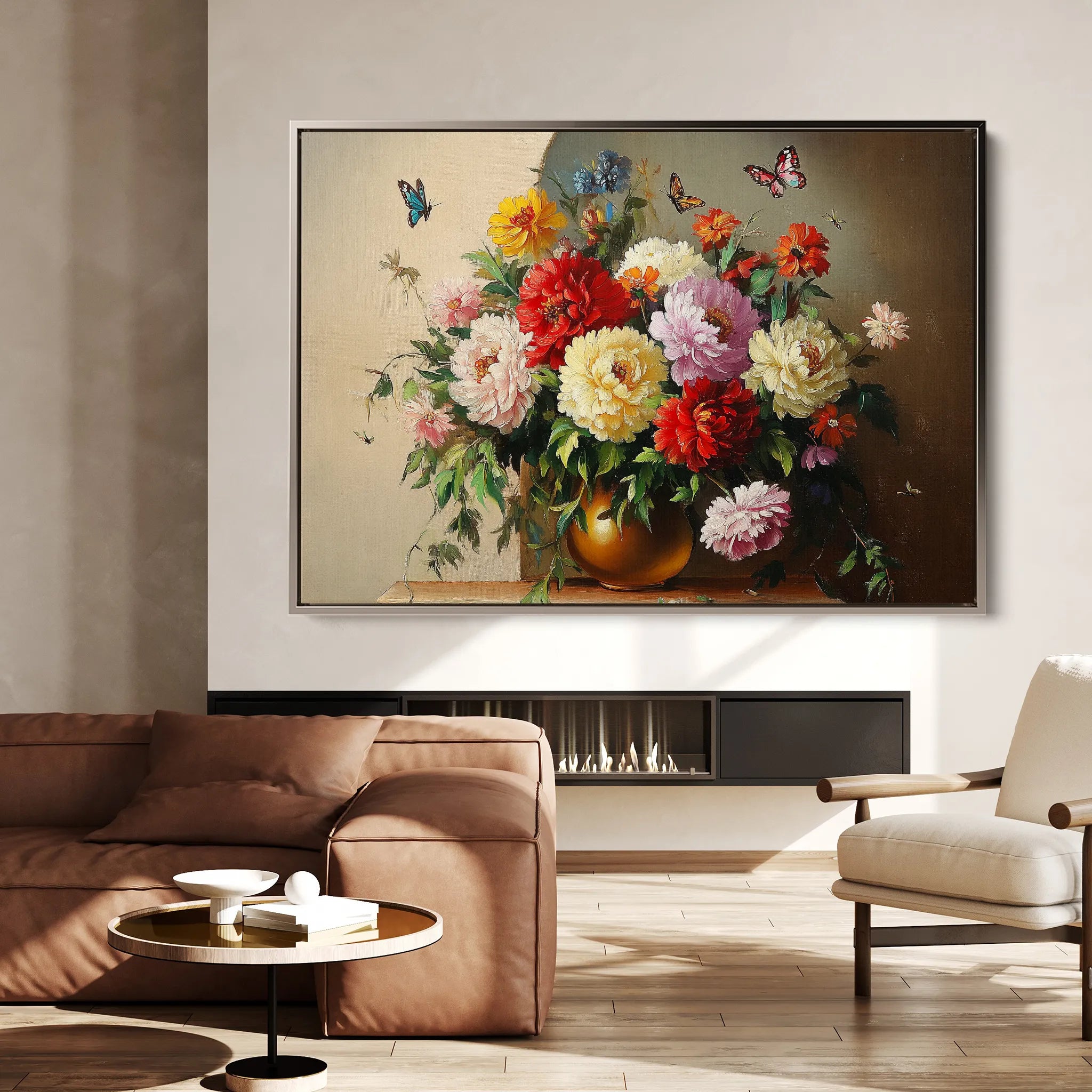 Floral 1075 Canvas Art 60 x 40 cm / Black