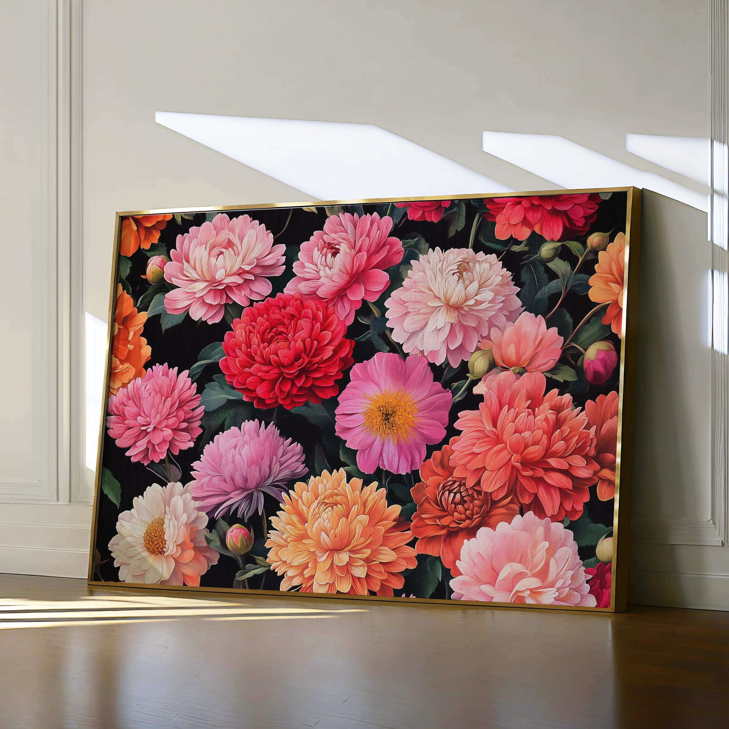 Floral 1077 Canvas Art 60 x 40 cm / Black