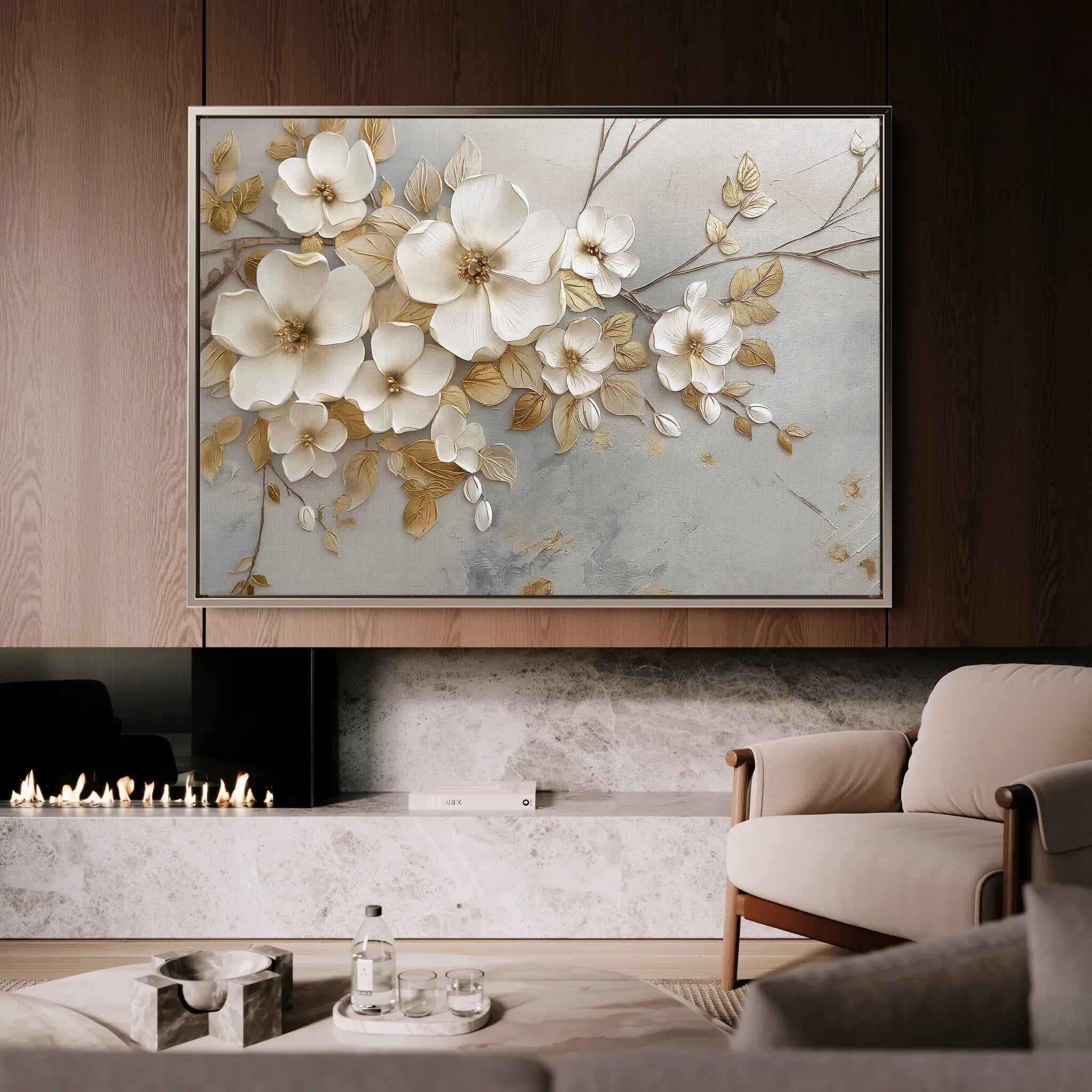 Floral 108 Canvas Art 60 x 40 cm / Black