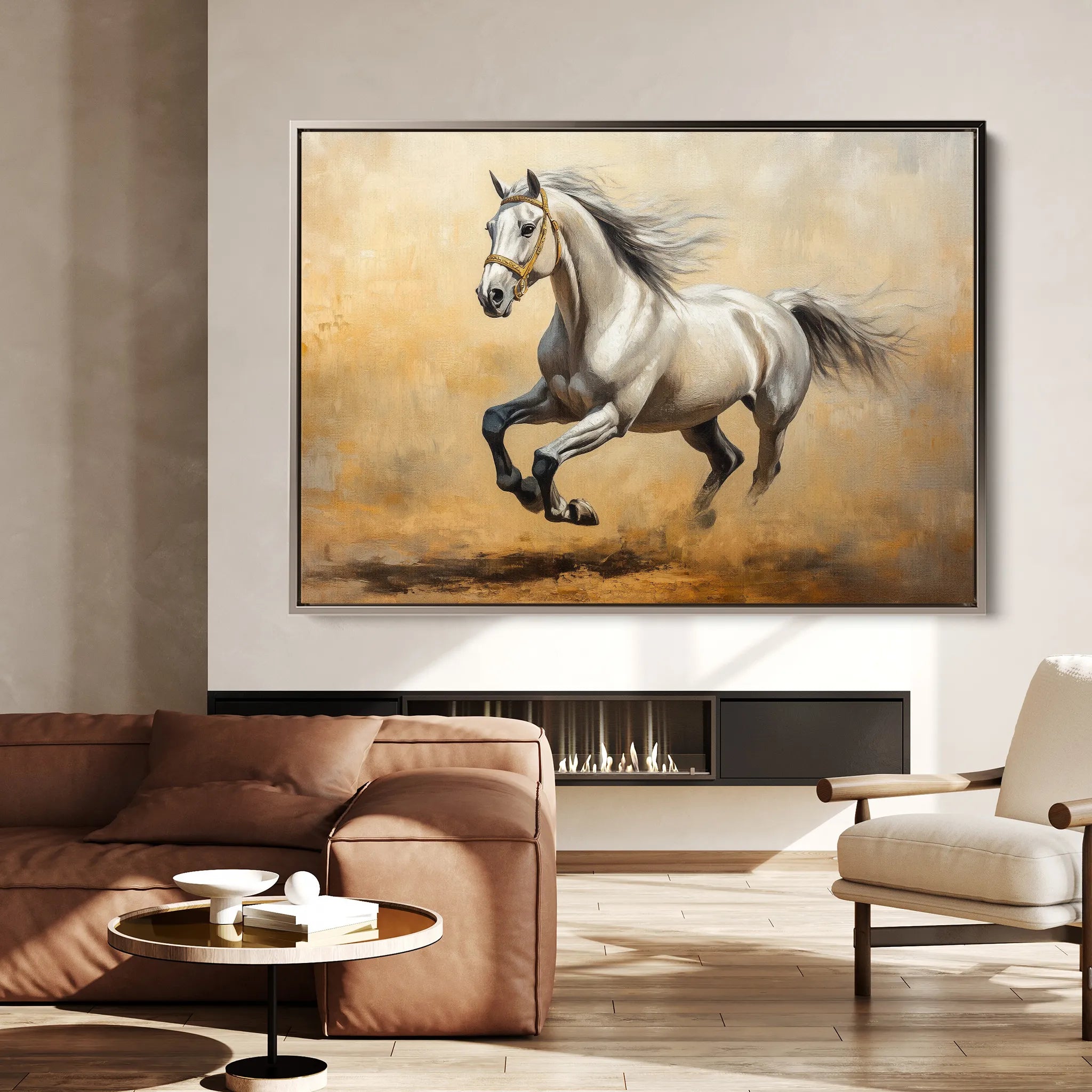 Horses 108 Canvas Art 60 x 40 cm / Black