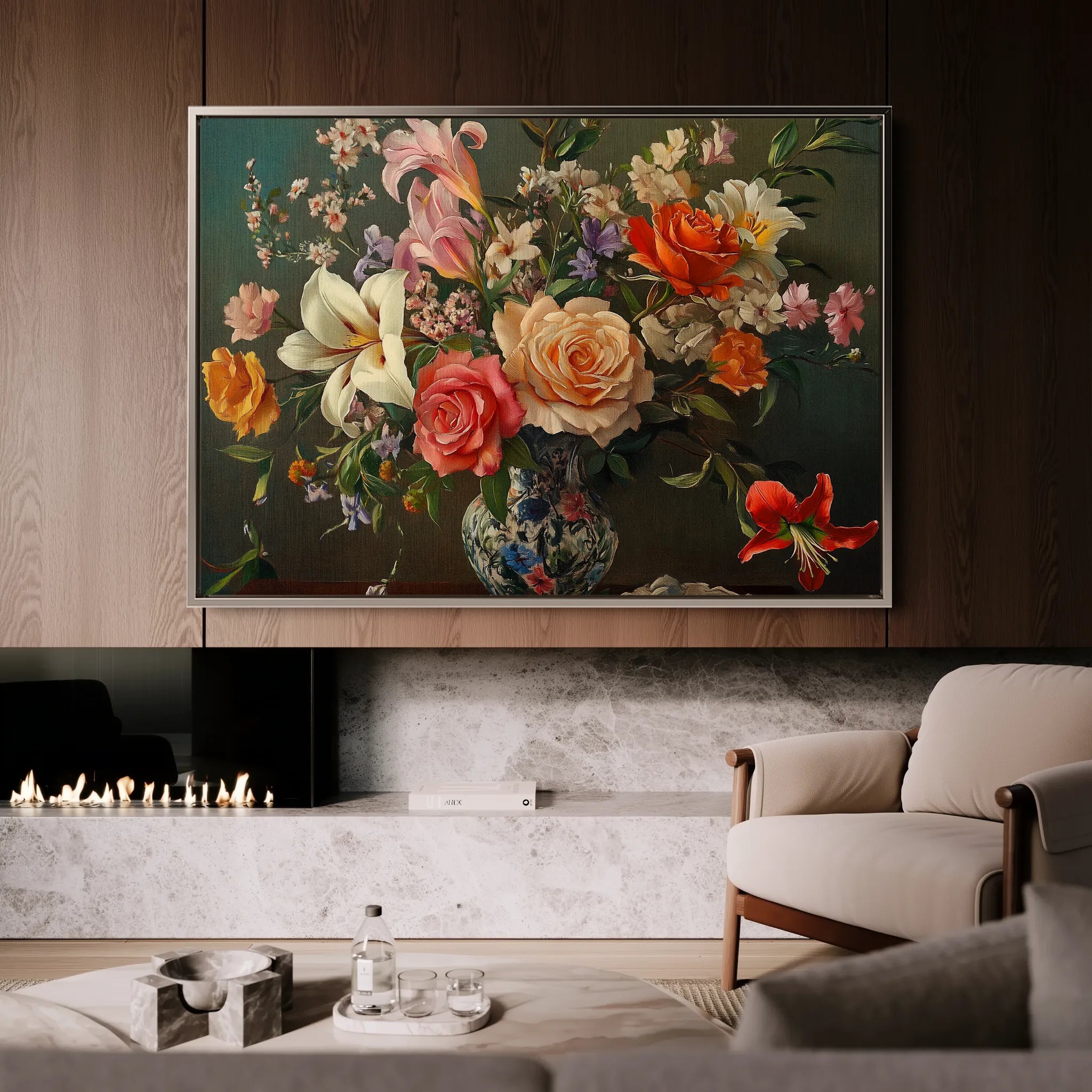 Floral 1082 Canvas Art 60 x 40 cm / Black