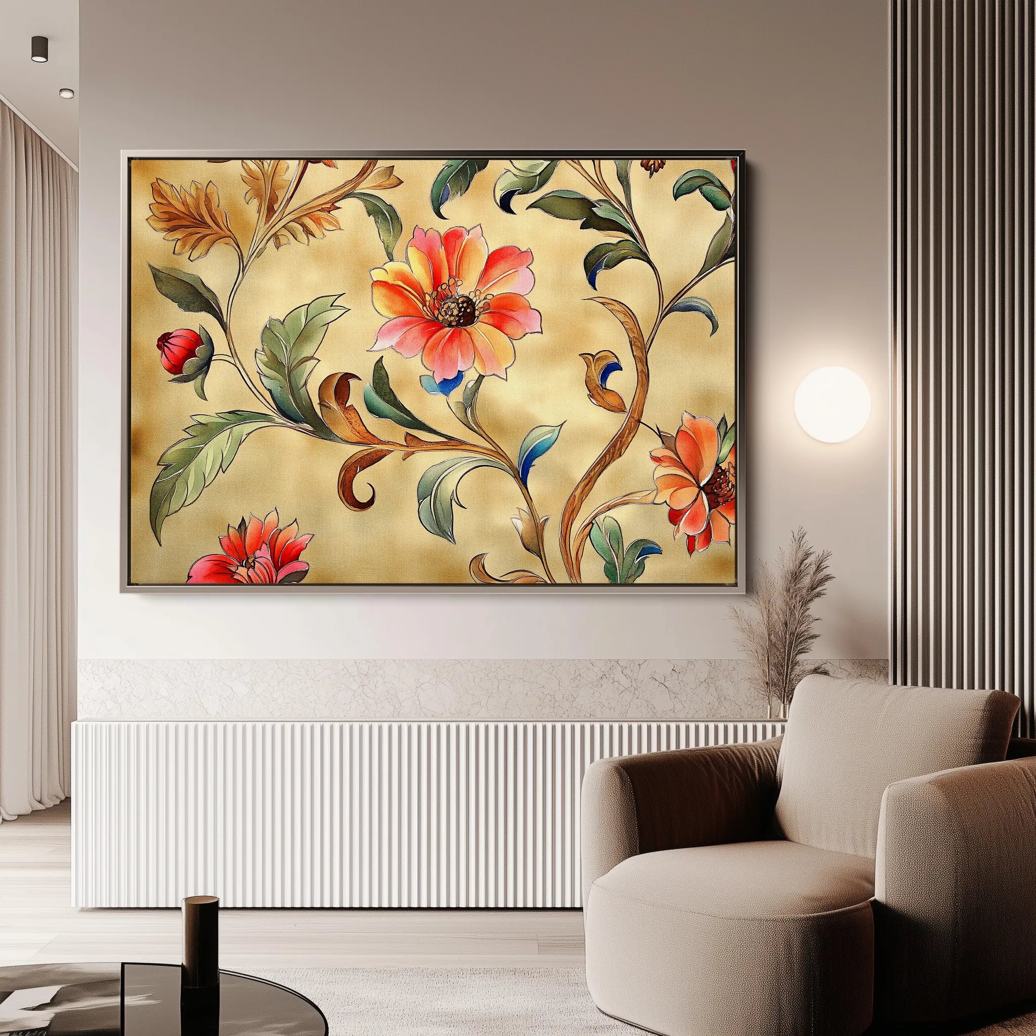 Floral 1087 Canvas Art 60 x 40 cm / Black