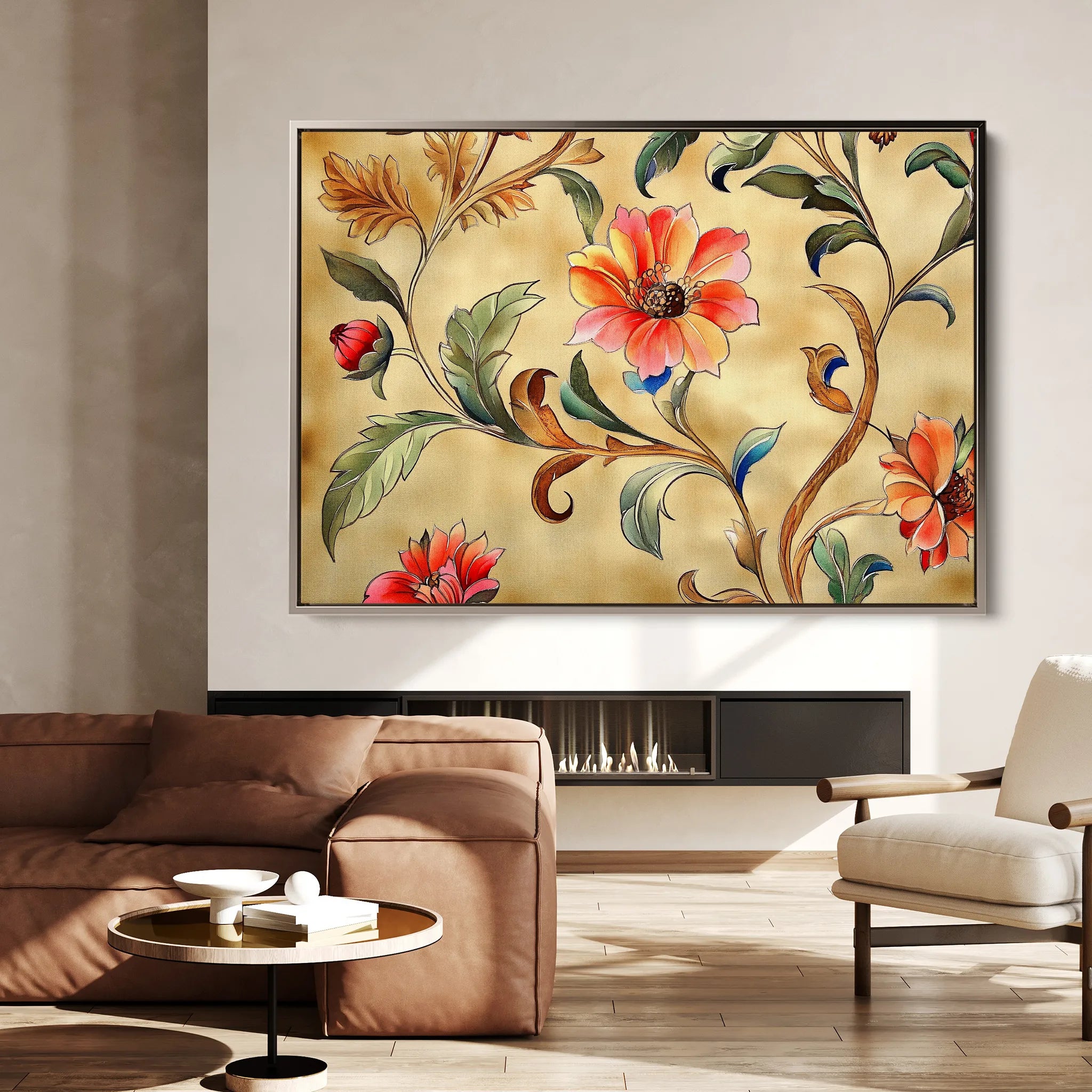 Floral 1087 Canvas Art 60 x 40 cm / Black