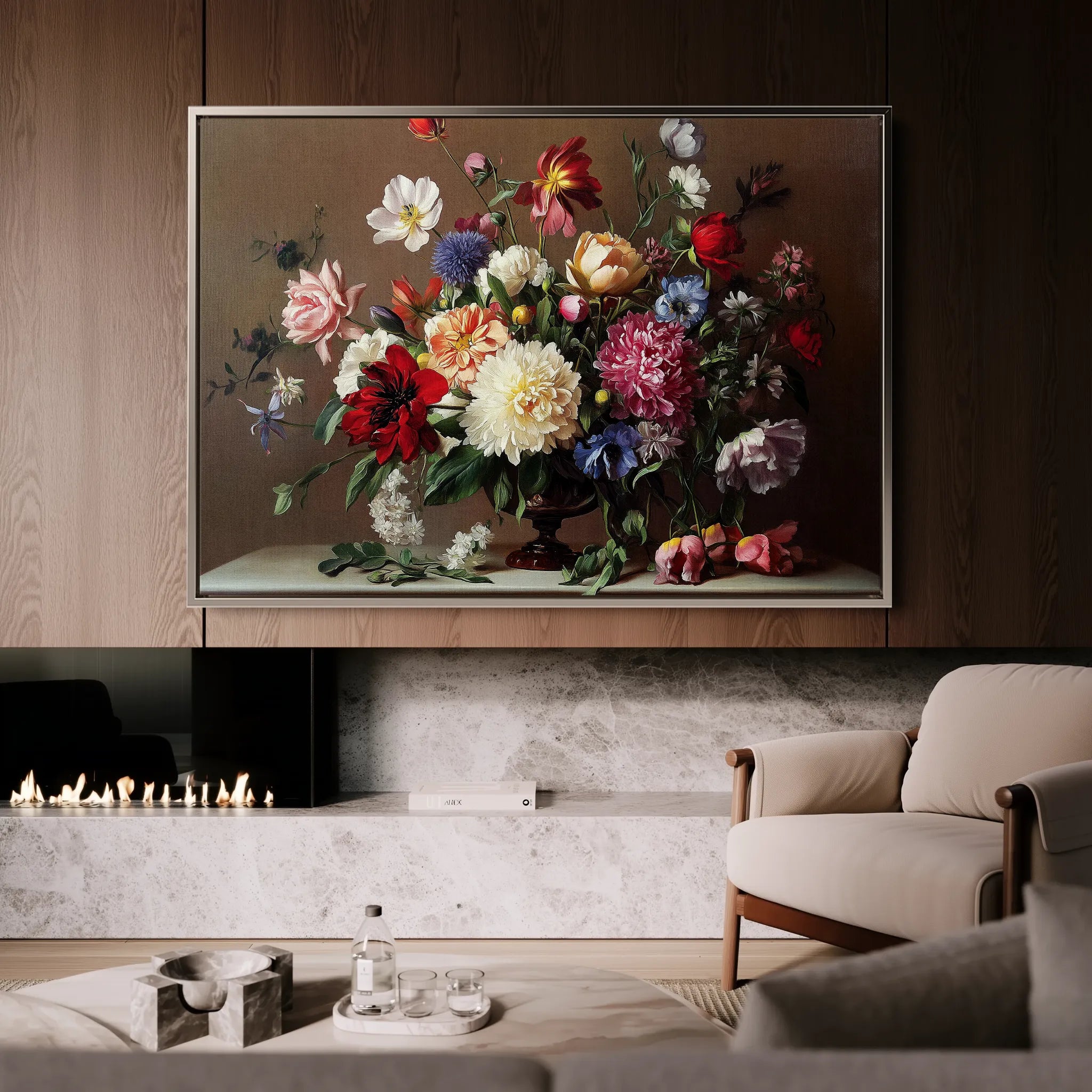 Floral 1088 Canvas Art 60 x 40 cm / Black