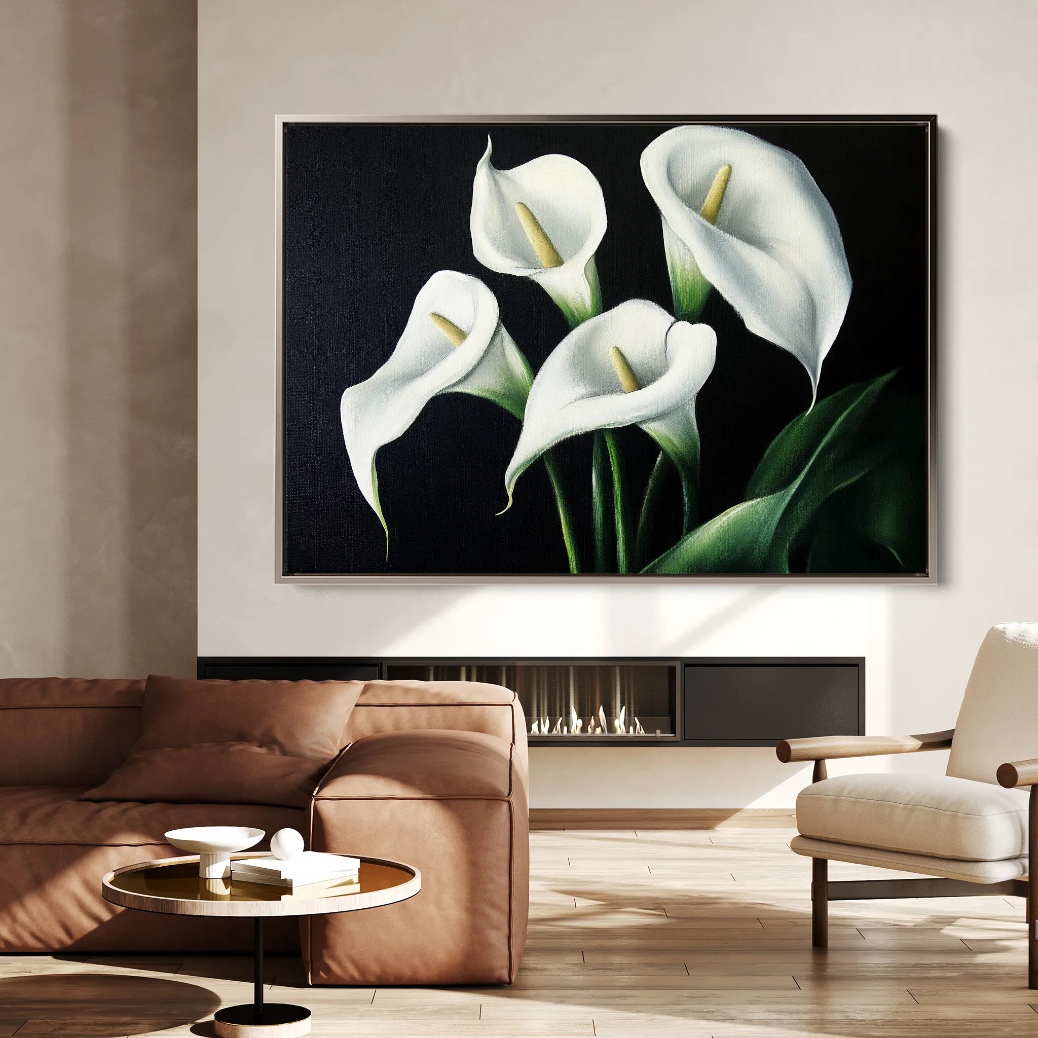Floral 1091 Canvas Art 60 x 40 cm / Black