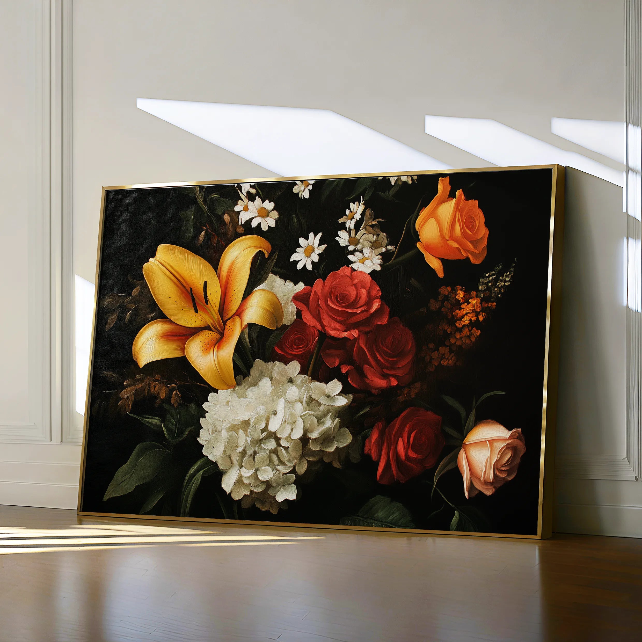 Floral 1092 Canvas Art 60 x 40 cm / Black