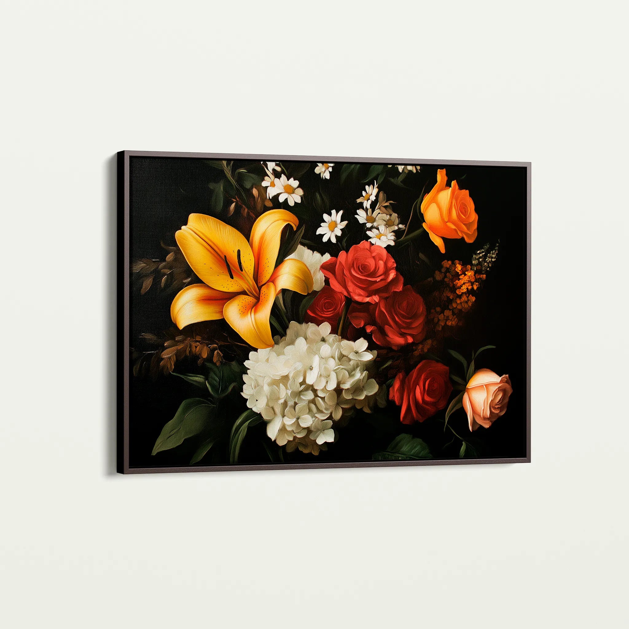 Floral 1092 Canvas Art 60 x 40 cm / Black