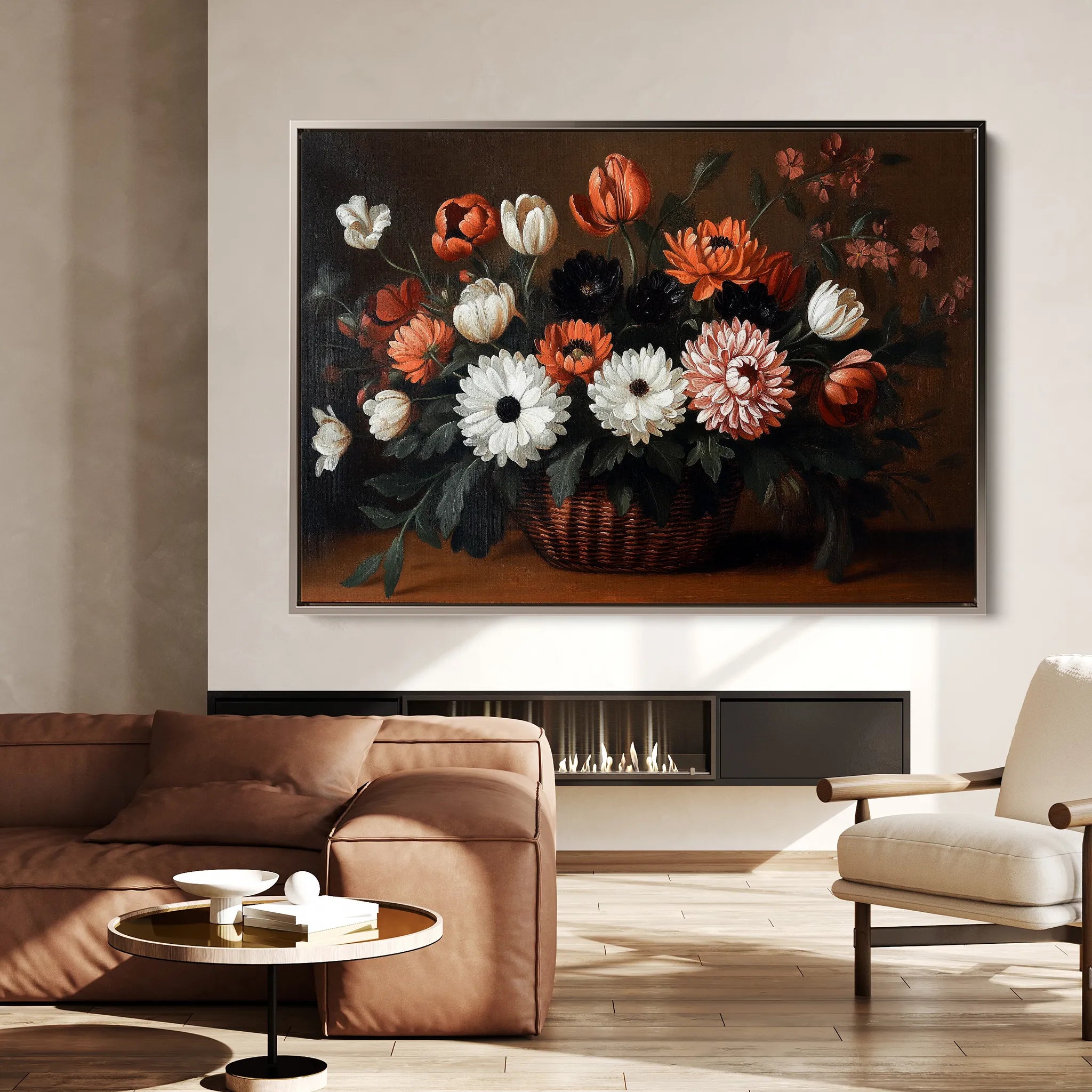 Floral 1094 Canvas Art 60 x 40 cm / Black