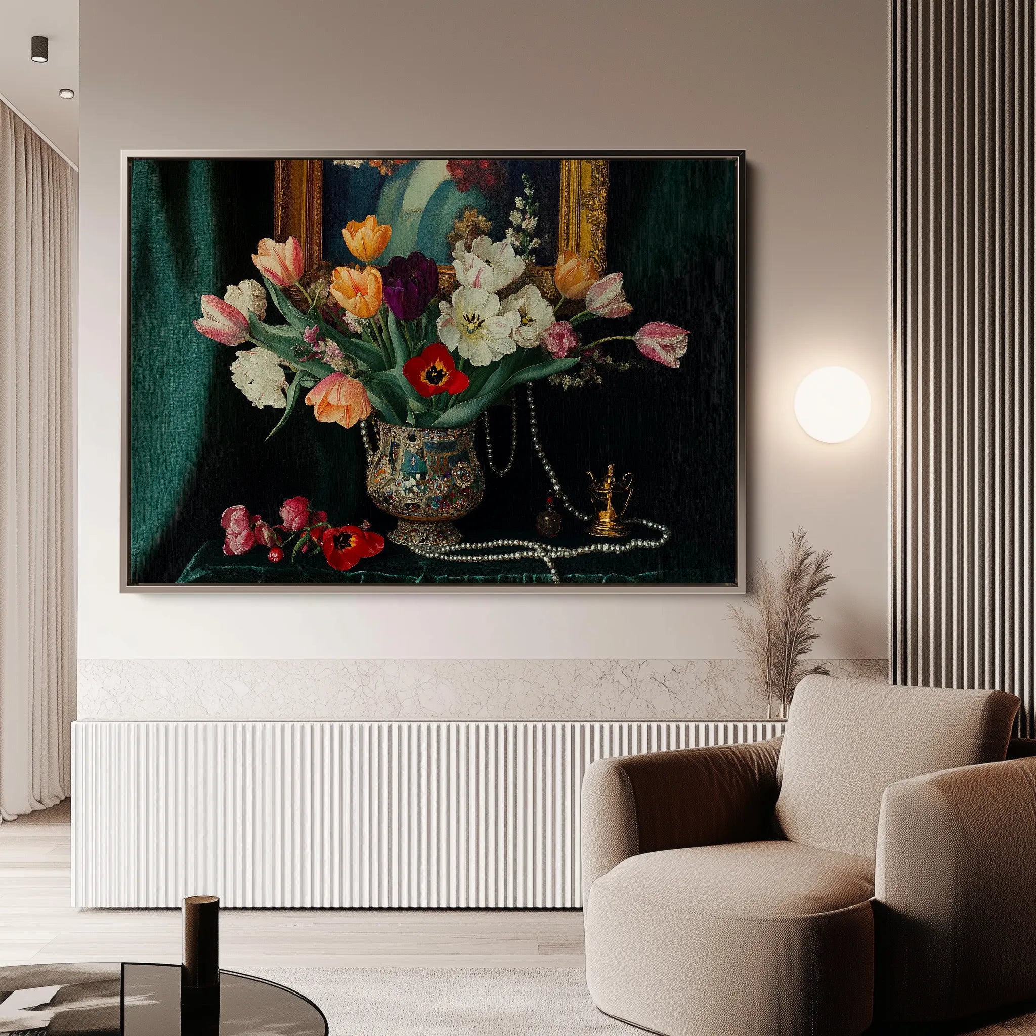 Floral 1096 Canvas Art 60 x 40 cm / Black