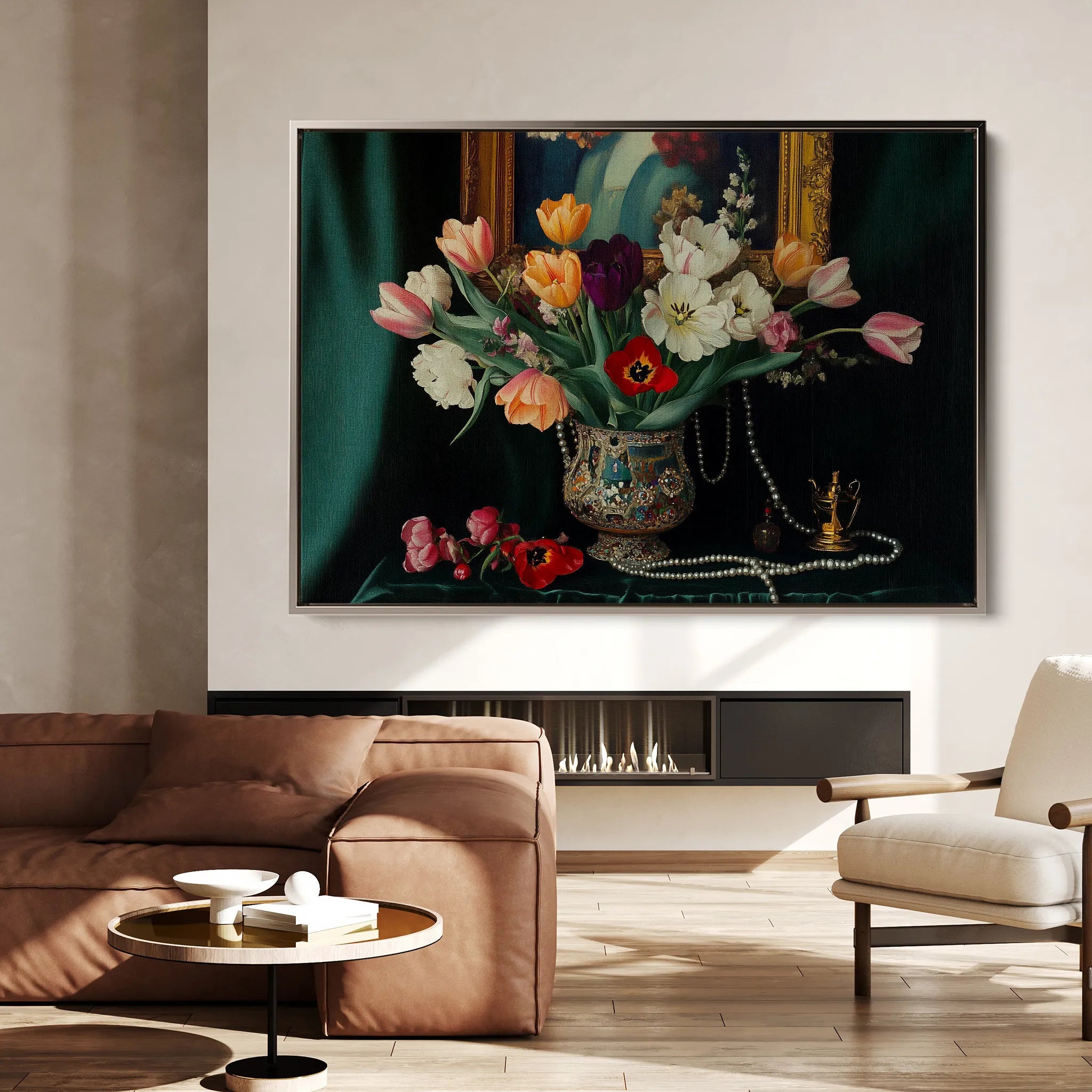 Floral 1096 Canvas Art 60 x 40 cm / Black