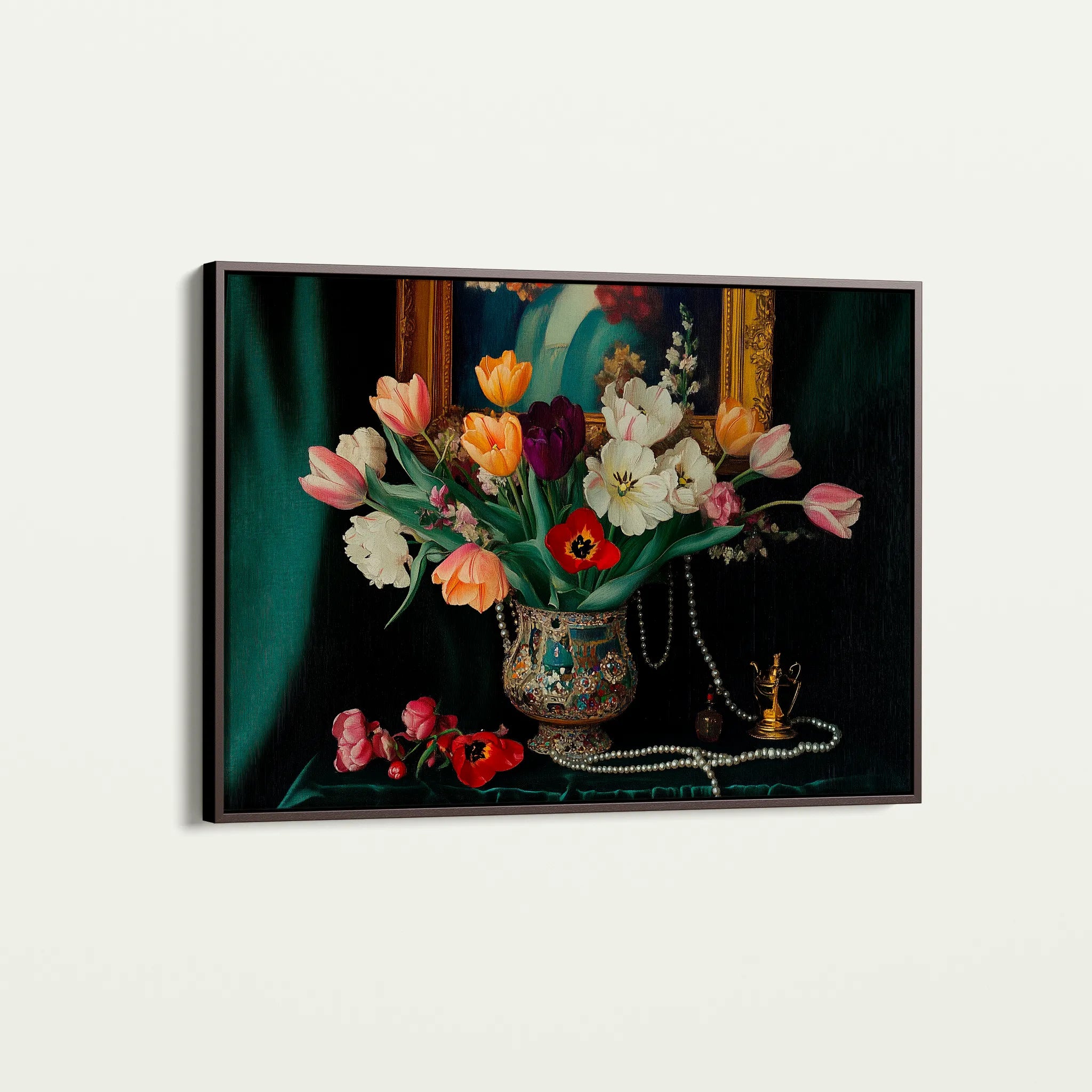 Floral 1096 Canvas Art 60 x 40 cm / Black