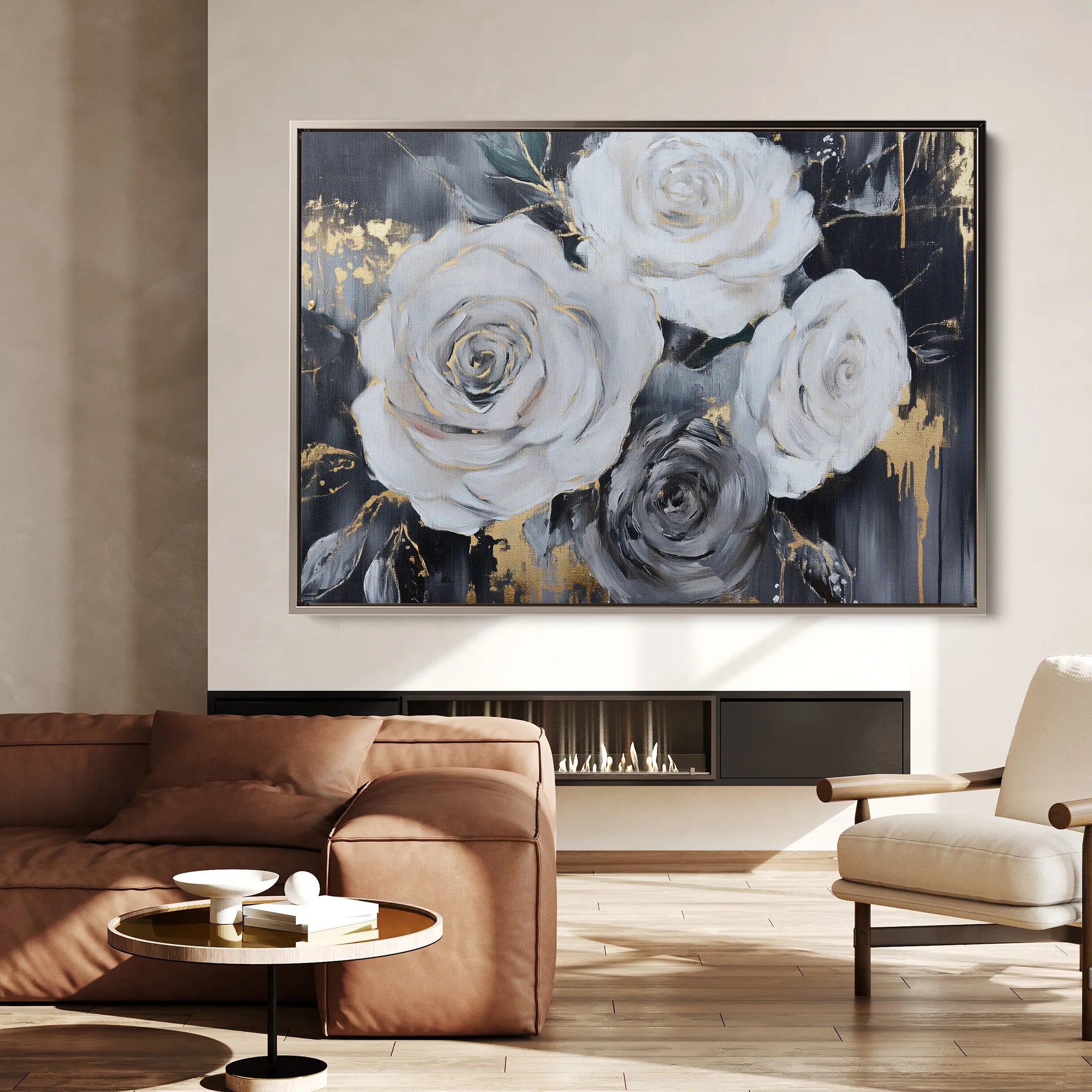 Floral 1097 Canvas Art 60 x 40 cm / Black