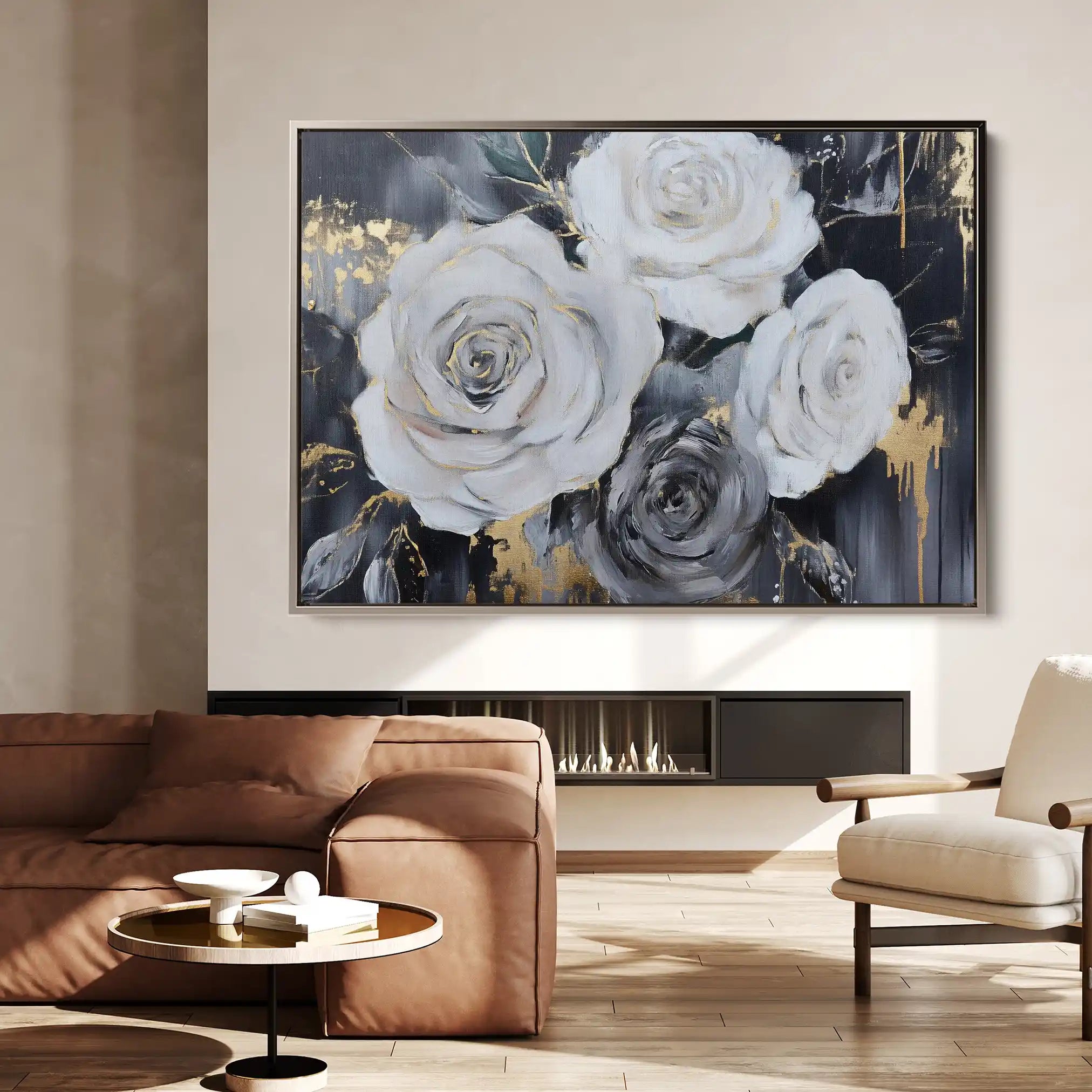 Floral 1097 Canvas Art 60 x 40 cm / Black