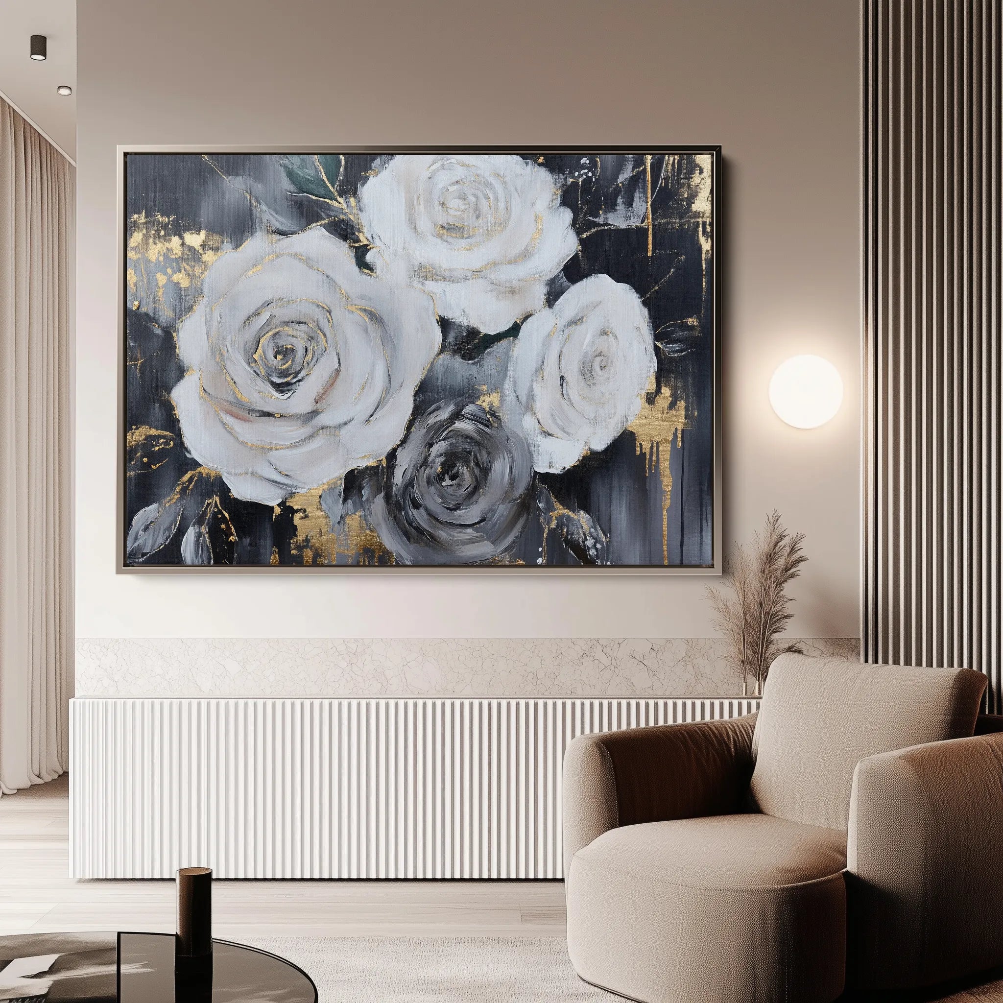 Floral 1097 Canvas Art 60 x 40 cm / Black