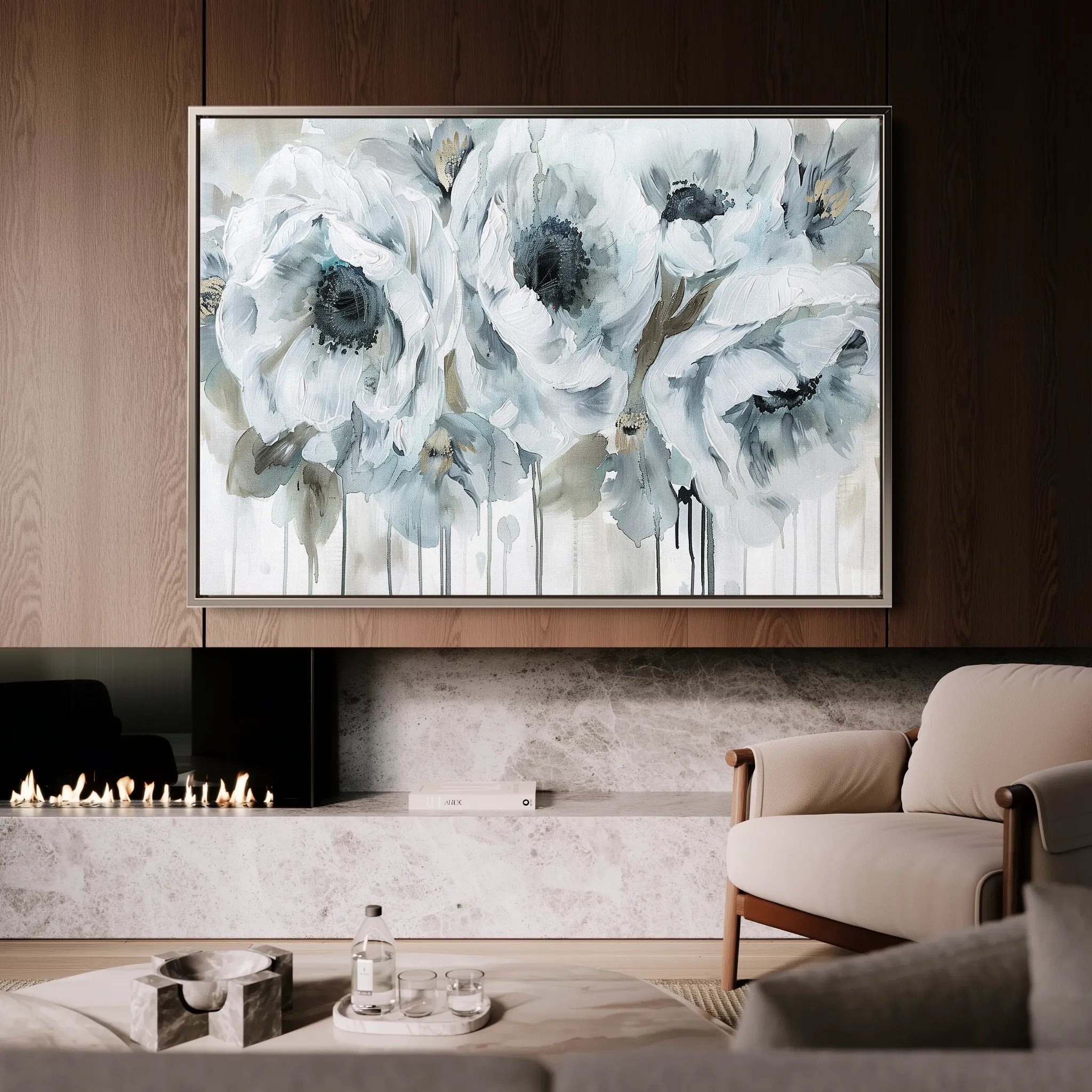 Floral 111 Canvas Art 60 x 40 cm / Black