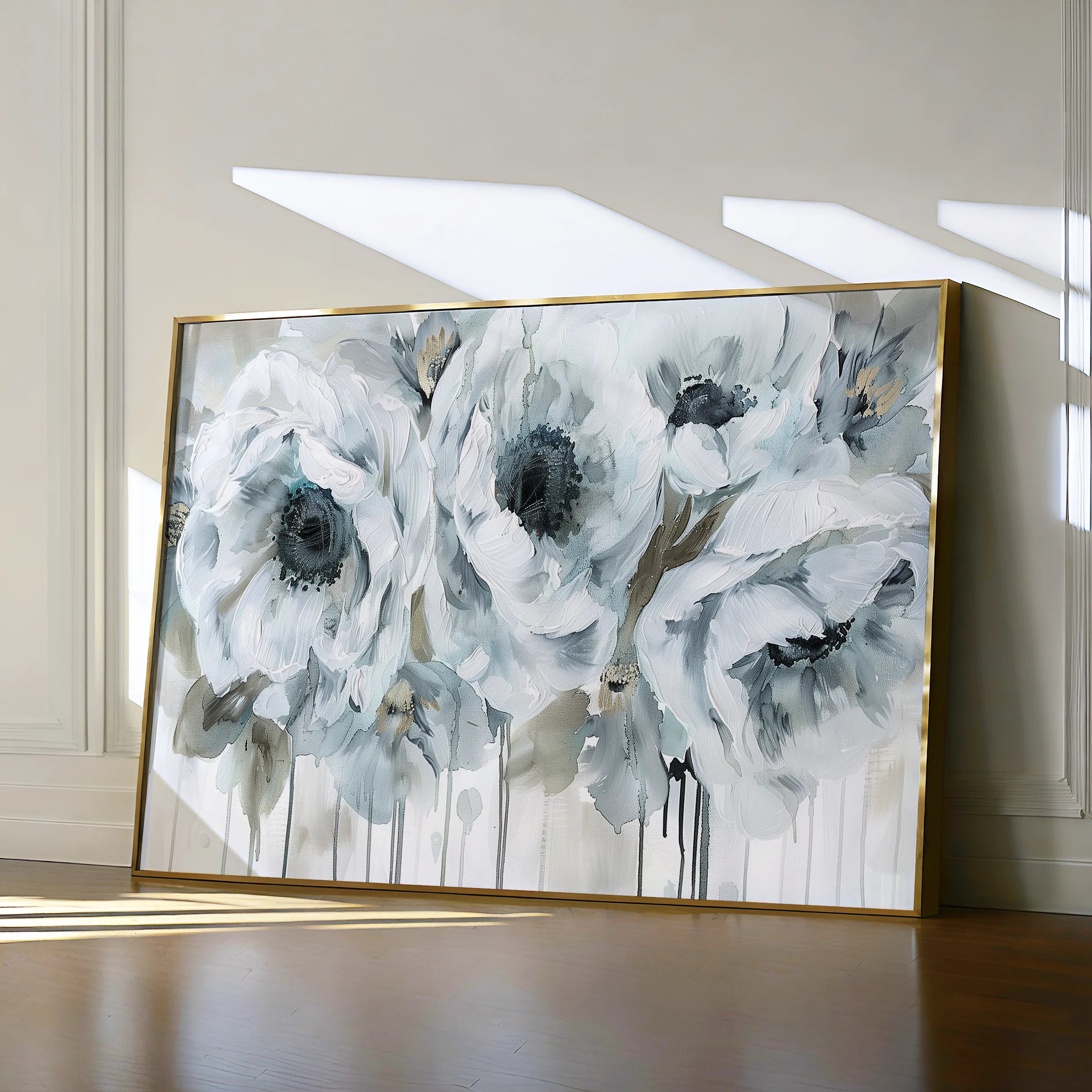 Floral 111 Canvas Art 60 x 40 cm / Black
