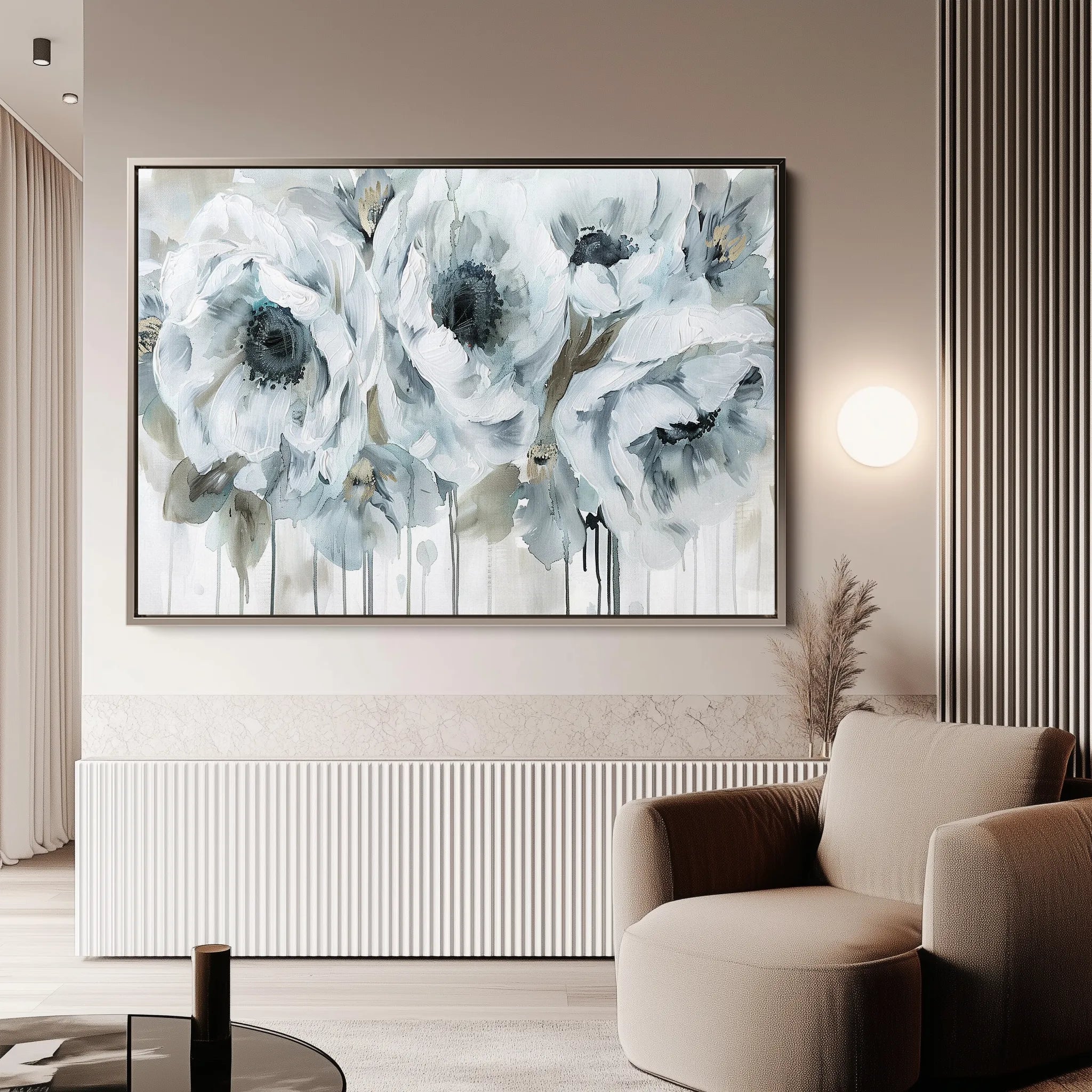 Floral 111 Canvas Art 60 x 40 cm / Black